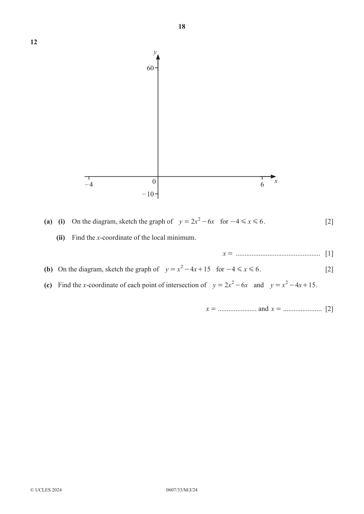 Cambridge IGCSE Mathematics - International 0607 2024 May/June Paper 3 · Variant 3 question paper, page 18 of 20