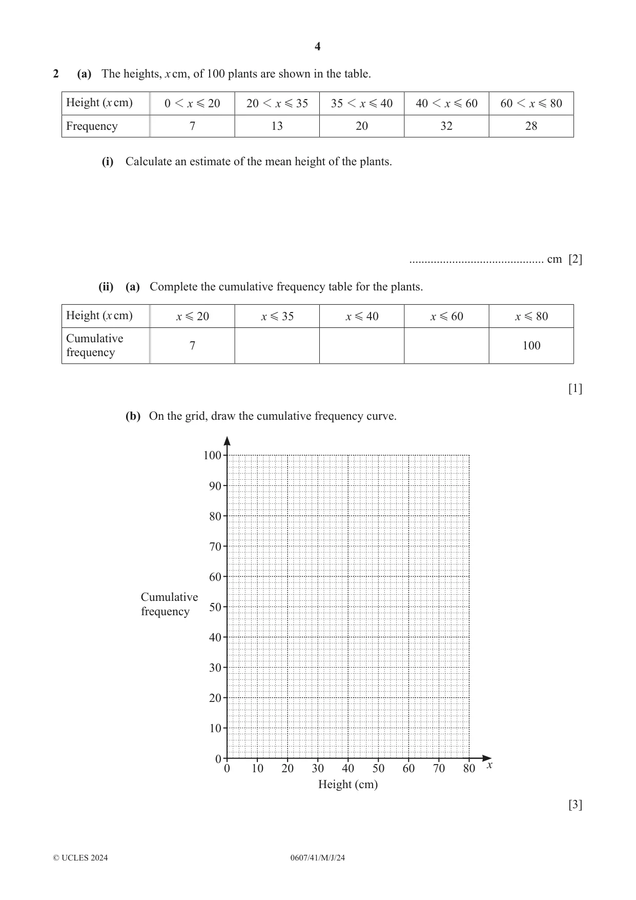 Cambridge IGCSE Mathematics - International 0607 2024 May/June Paper 4 · Variant 1 question paper, page 4 of 20