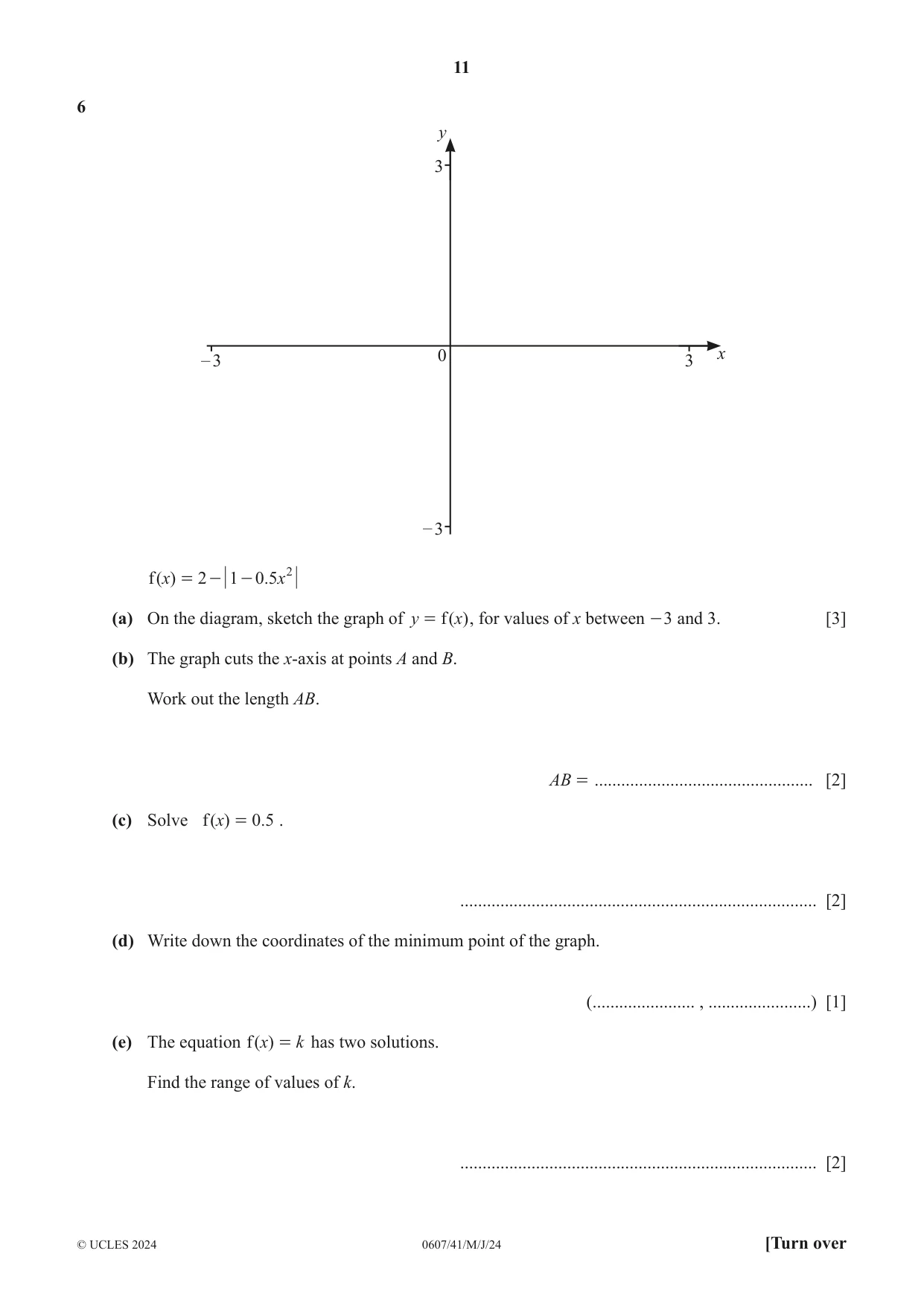 Cambridge IGCSE Mathematics - International 0607 2024 May/June Paper 4 · Variant 1 question paper, page 11 of 20