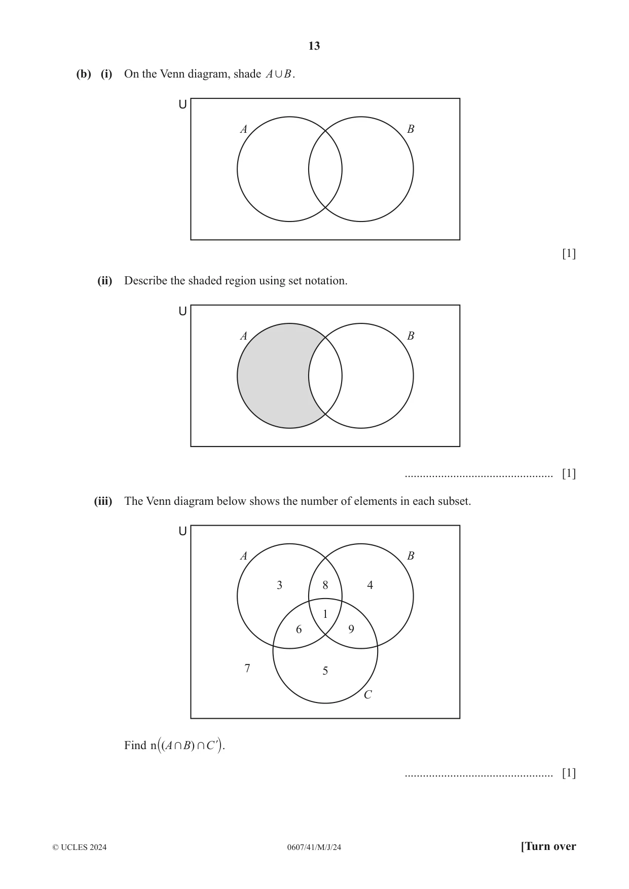 Cambridge IGCSE Mathematics - International 0607 2024 May/June Paper 4 · Variant 1 question paper, page 13 of 20