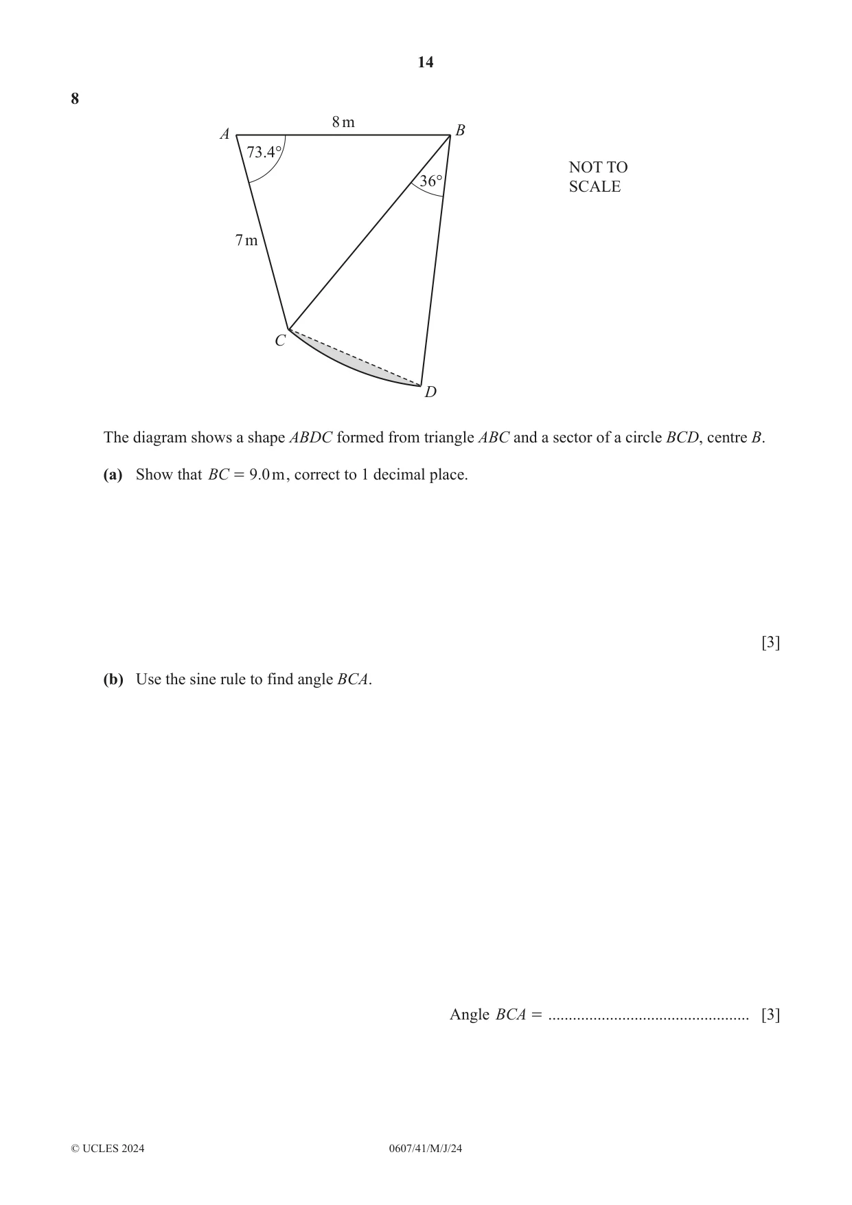 Cambridge IGCSE Mathematics - International 0607 2024 May/June Paper 4 · Variant 1 question paper, page 14 of 20
