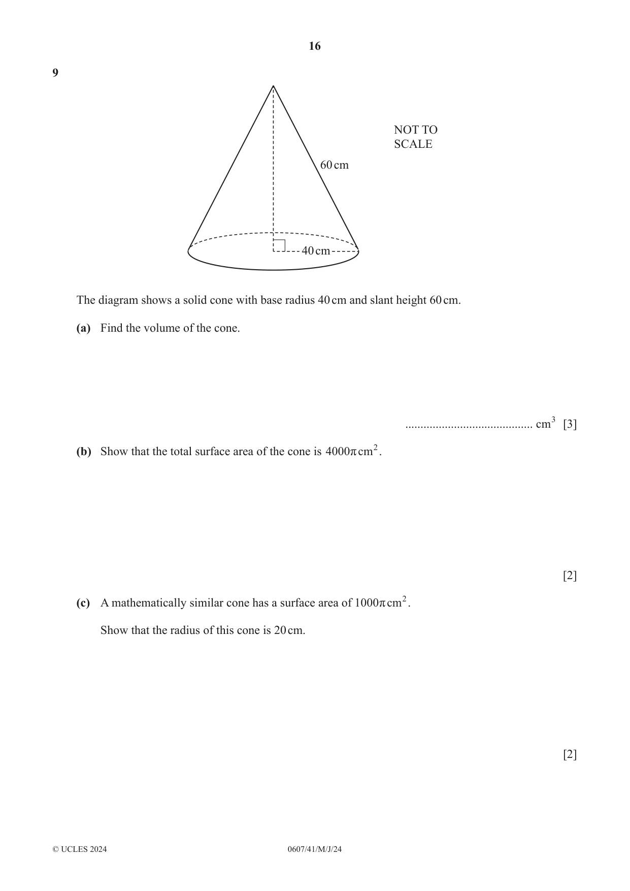 Cambridge IGCSE Mathematics - International 0607 2024 May/June Paper 4 · Variant 1 question paper, page 16 of 20
