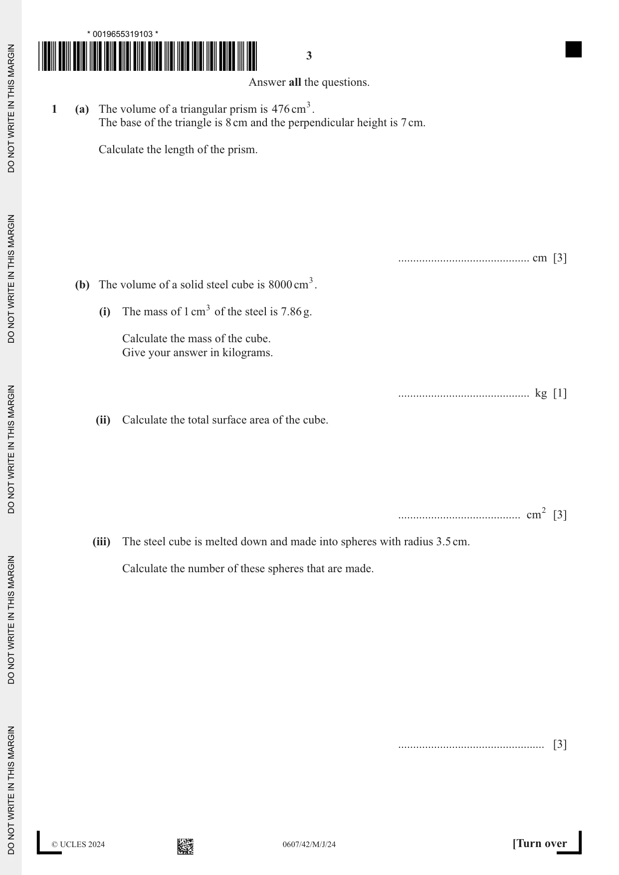 Cambridge IGCSE Mathematics - International 0607 2024 May/June Paper 4 · Variant 2 question paper, page 3 of 20