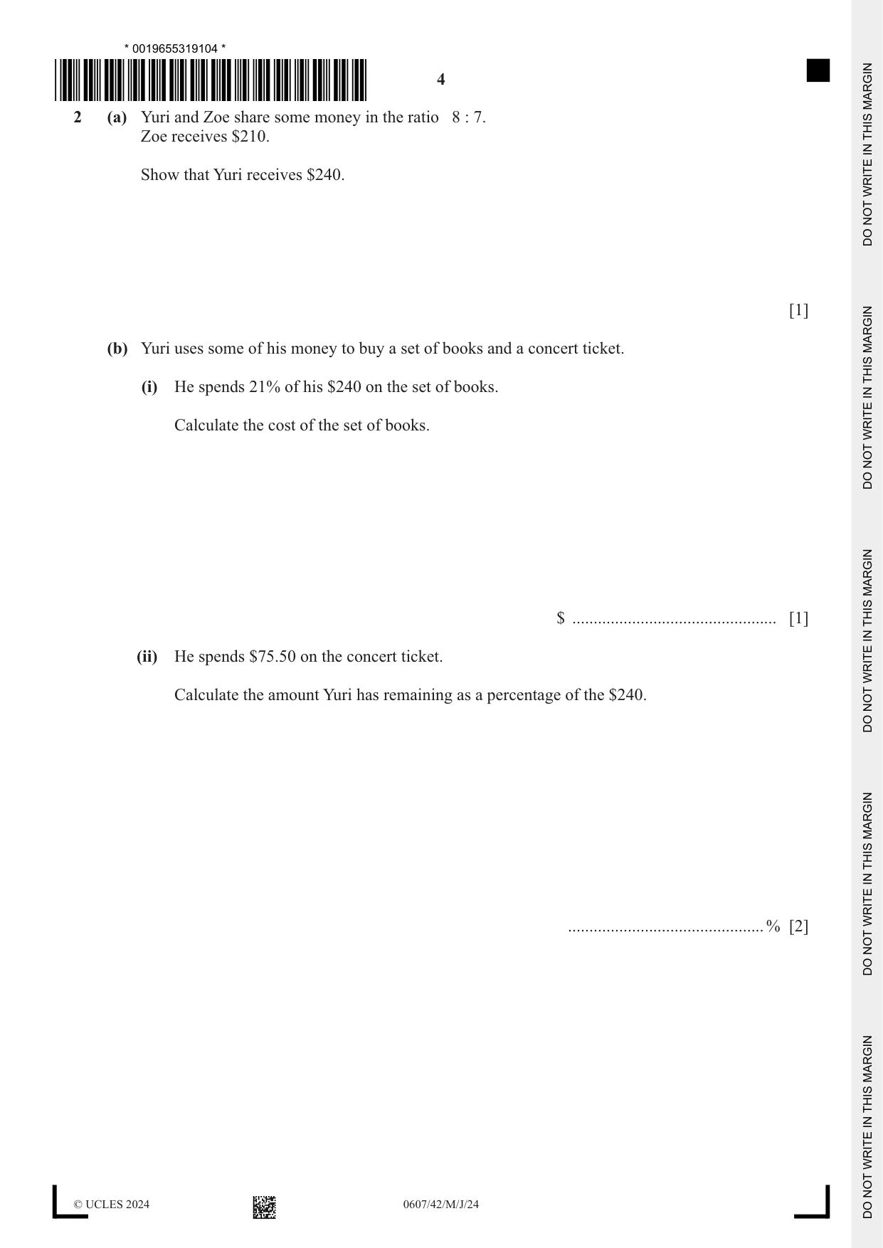 Cambridge IGCSE Mathematics - International 0607 2024 May/June Paper 4 · Variant 2 question paper, page 4 of 20