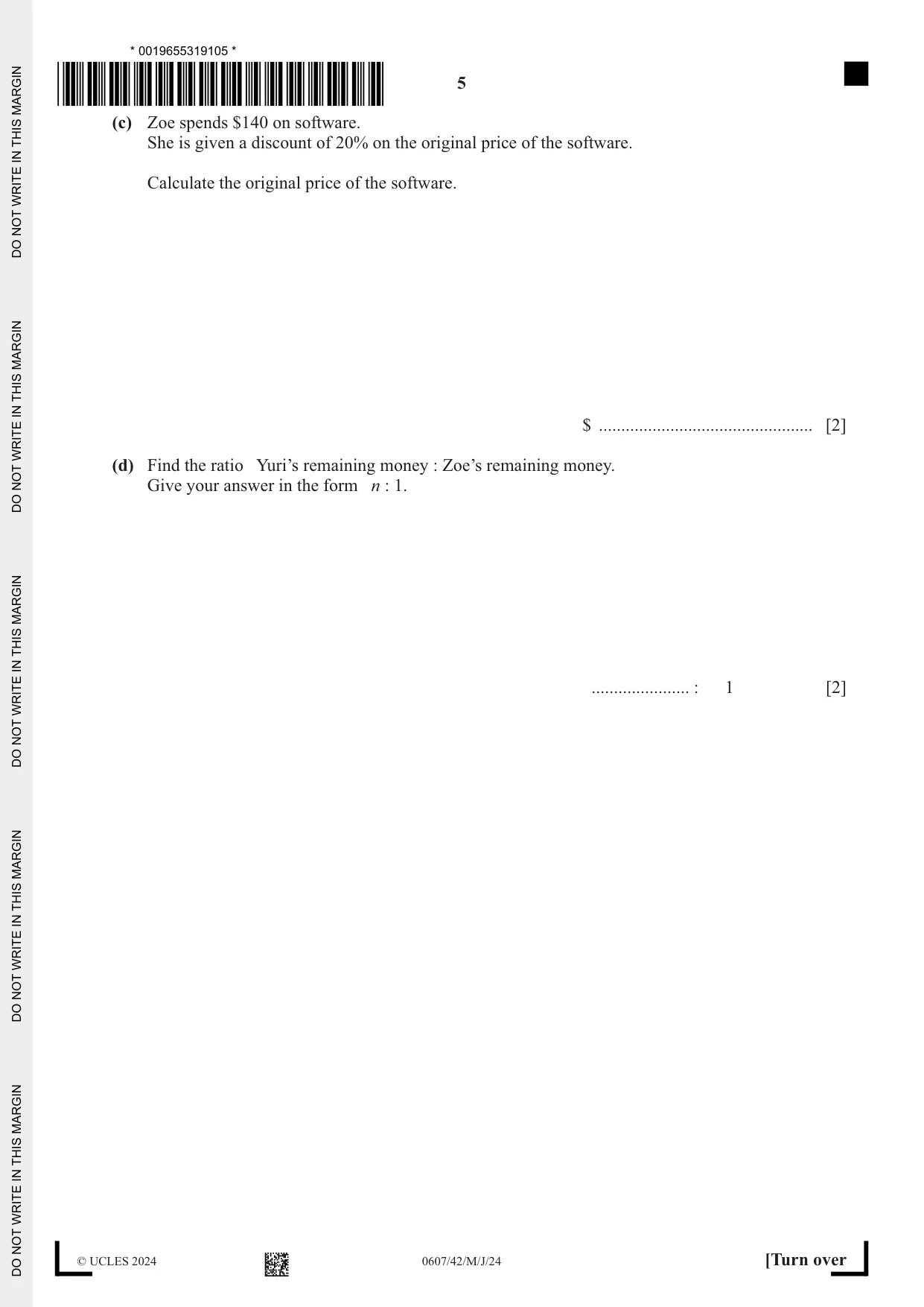 Cambridge IGCSE Mathematics - International 0607 2024 May/June Paper 4 · Variant 2 question paper, page 5 of 20
