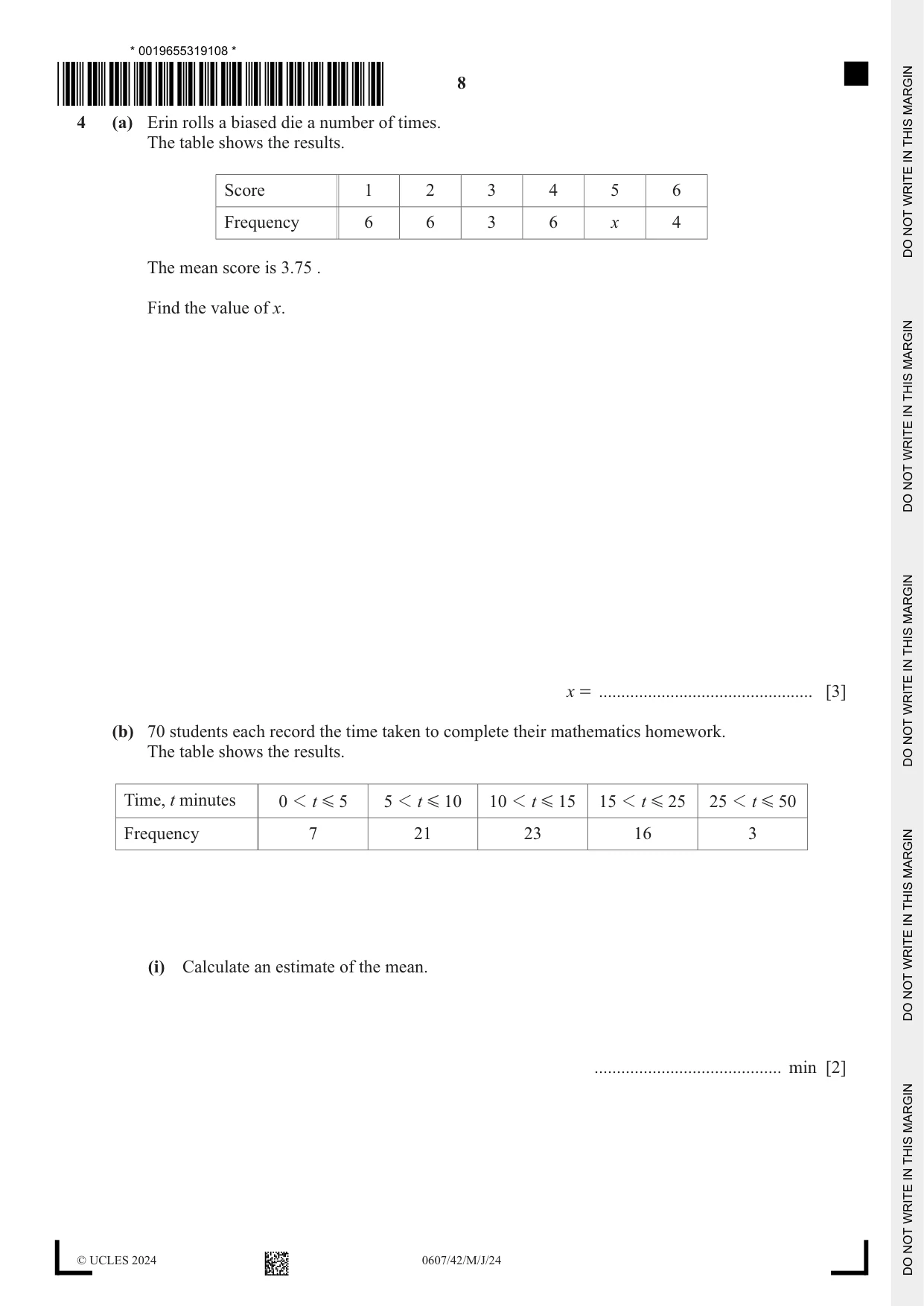 Cambridge IGCSE Mathematics - International 0607 2024 May/June Paper 4 · Variant 2 question paper, page 8 of 20