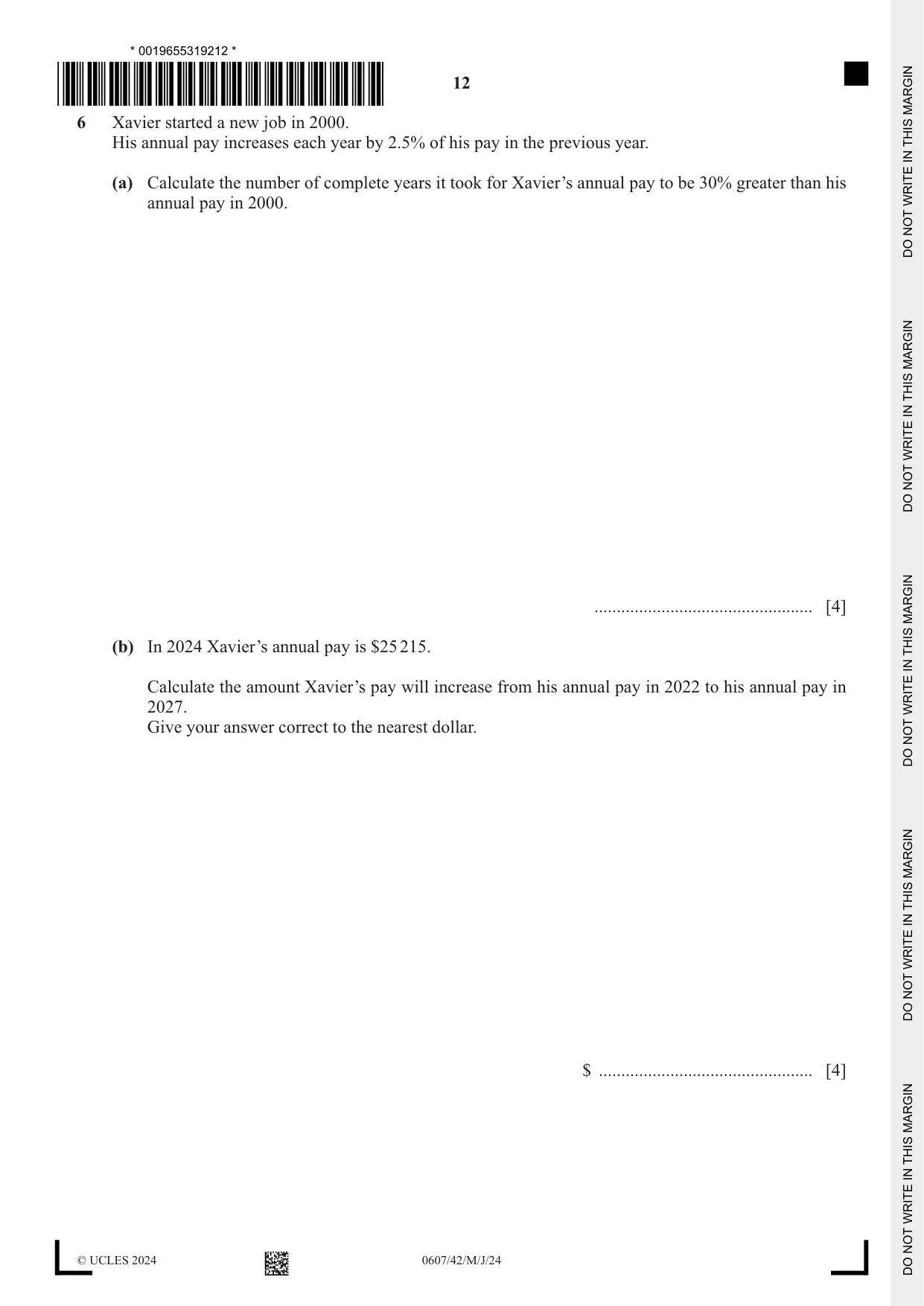 Cambridge IGCSE Mathematics - International 0607 2024 May/June Paper 4 · Variant 2 question paper, page 12 of 20