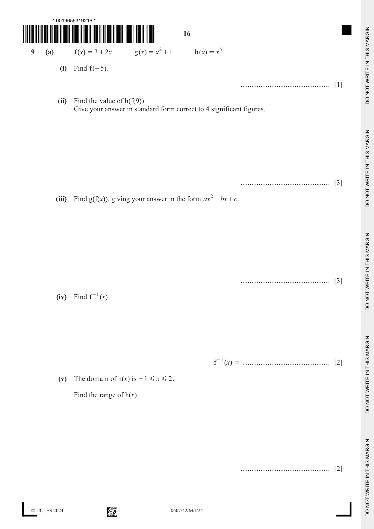 Cambridge IGCSE Mathematics - International 0607 2024 May/June Paper 4 · Variant 2 question paper, page 16 of 20