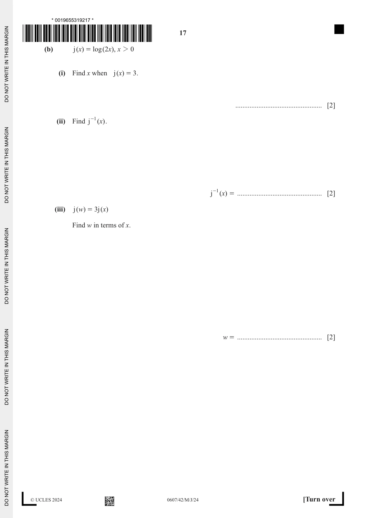 Cambridge IGCSE Mathematics - International 0607 2024 May/June Paper 4 · Variant 2 question paper, page 17 of 20