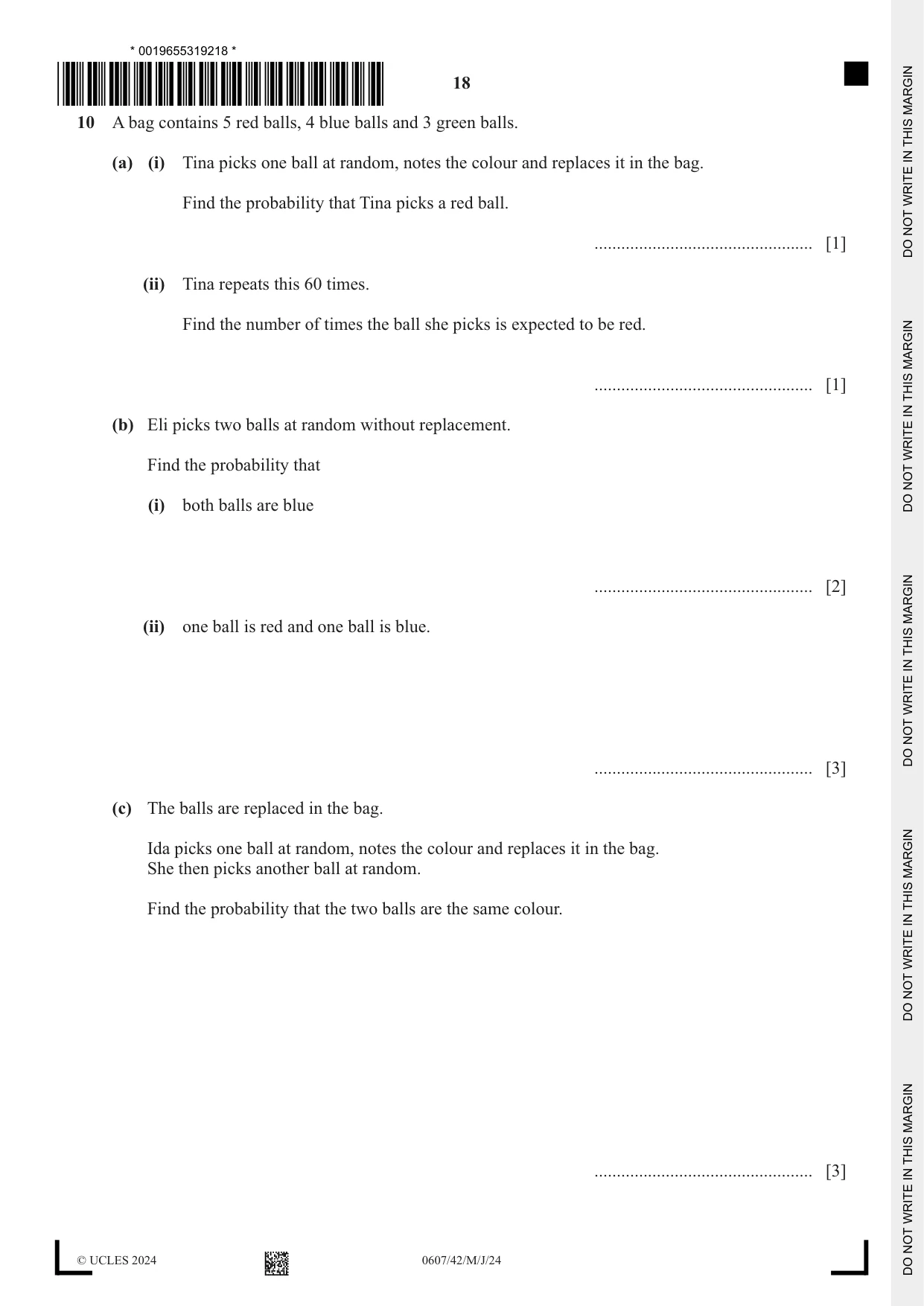 Cambridge IGCSE Mathematics - International 0607 2024 May/June Paper 4 · Variant 2 question paper, page 18 of 20