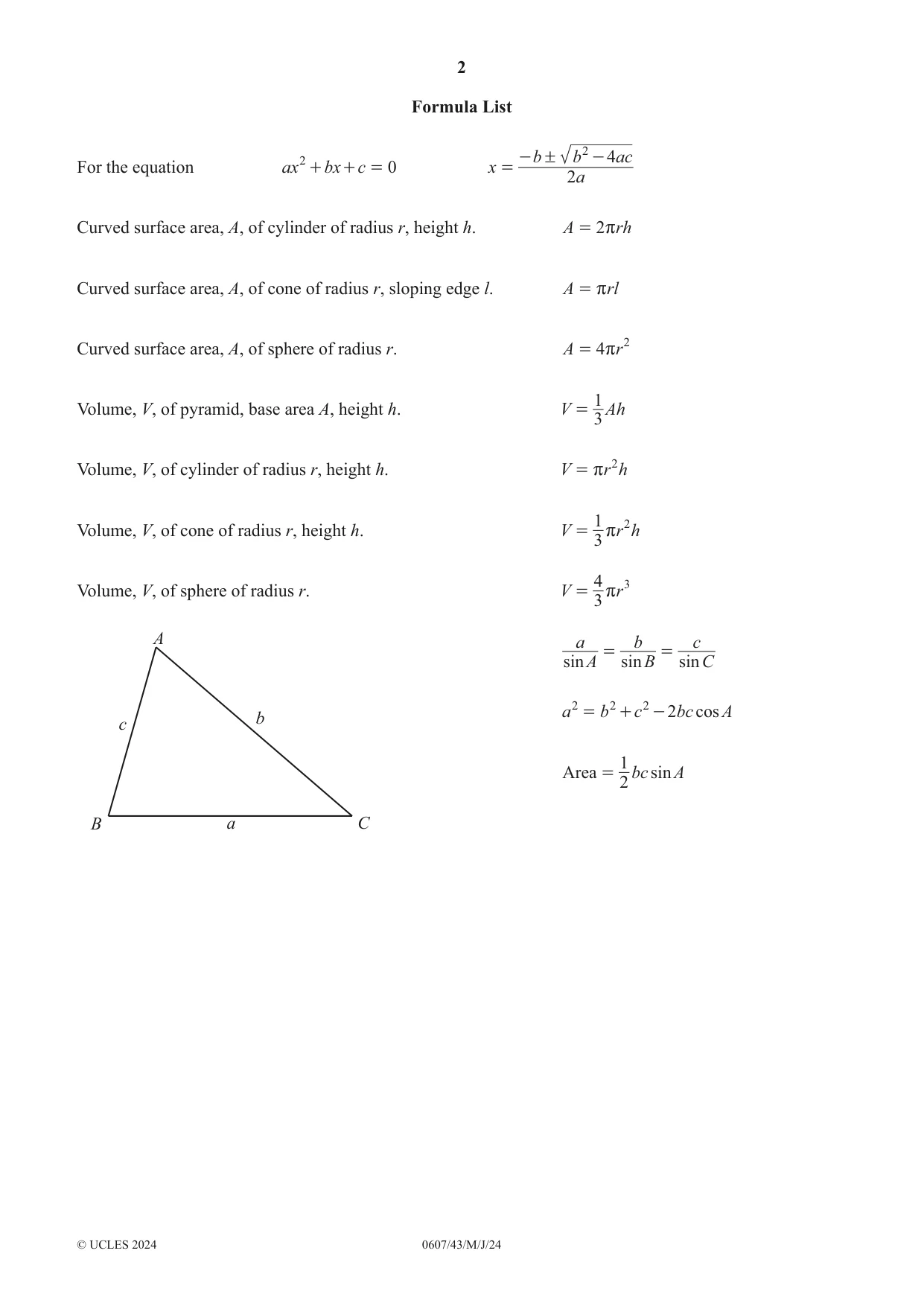 Cambridge IGCSE Mathematics - International 0607 2024 May/June Paper 4 · Variant 3 question paper, page 2 of 20