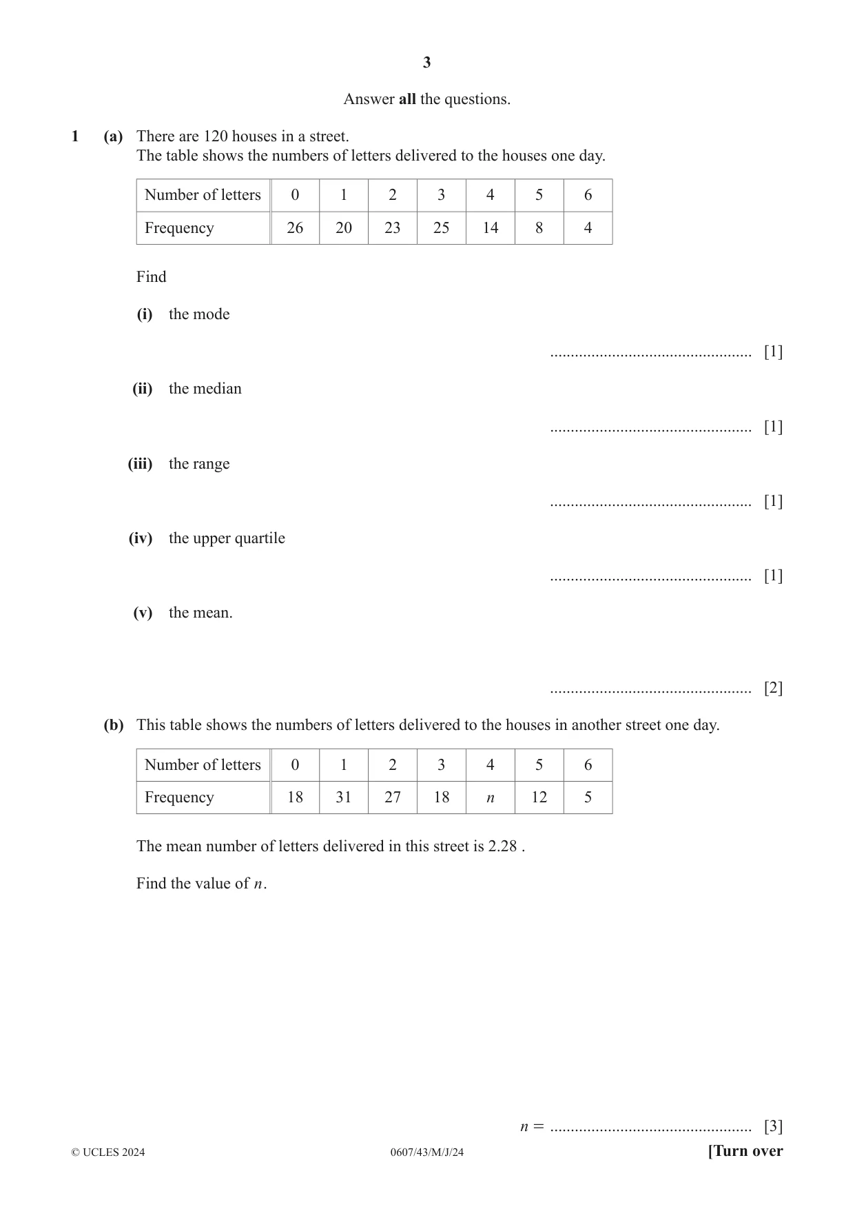 Cambridge IGCSE Mathematics - International 0607 2024 May/June Paper 4 · Variant 3 question paper, page 3 of 20