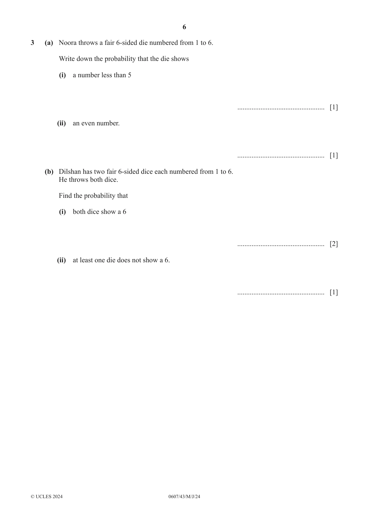 Cambridge IGCSE Mathematics - International 0607 2024 May/June Paper 4 · Variant 3 question paper, page 6 of 20