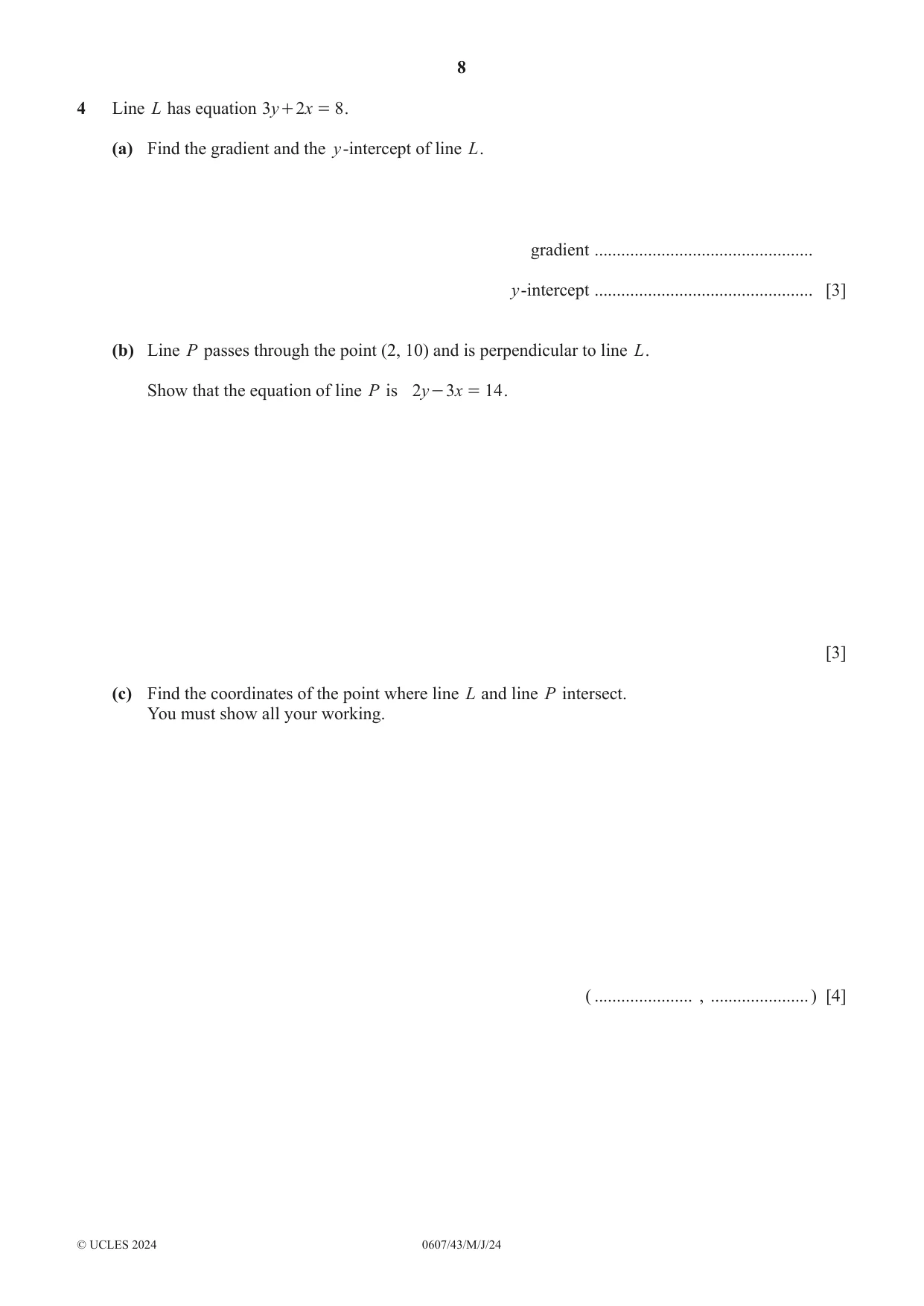Cambridge IGCSE Mathematics - International 0607 2024 May/June Paper 4 · Variant 3 question paper, page 8 of 20