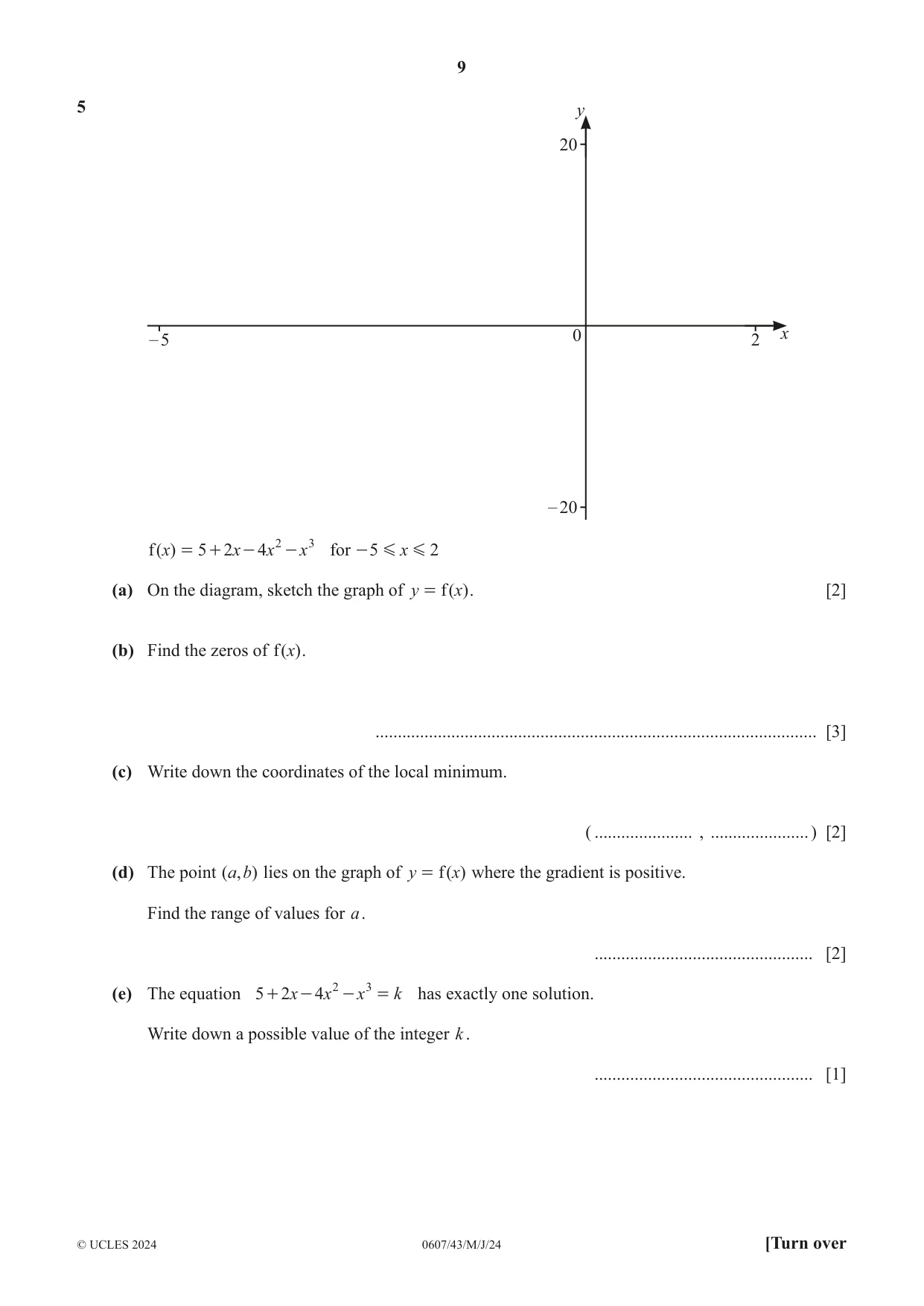 Cambridge IGCSE Mathematics - International 0607 2024 May/June Paper 4 · Variant 3 question paper, page 9 of 20