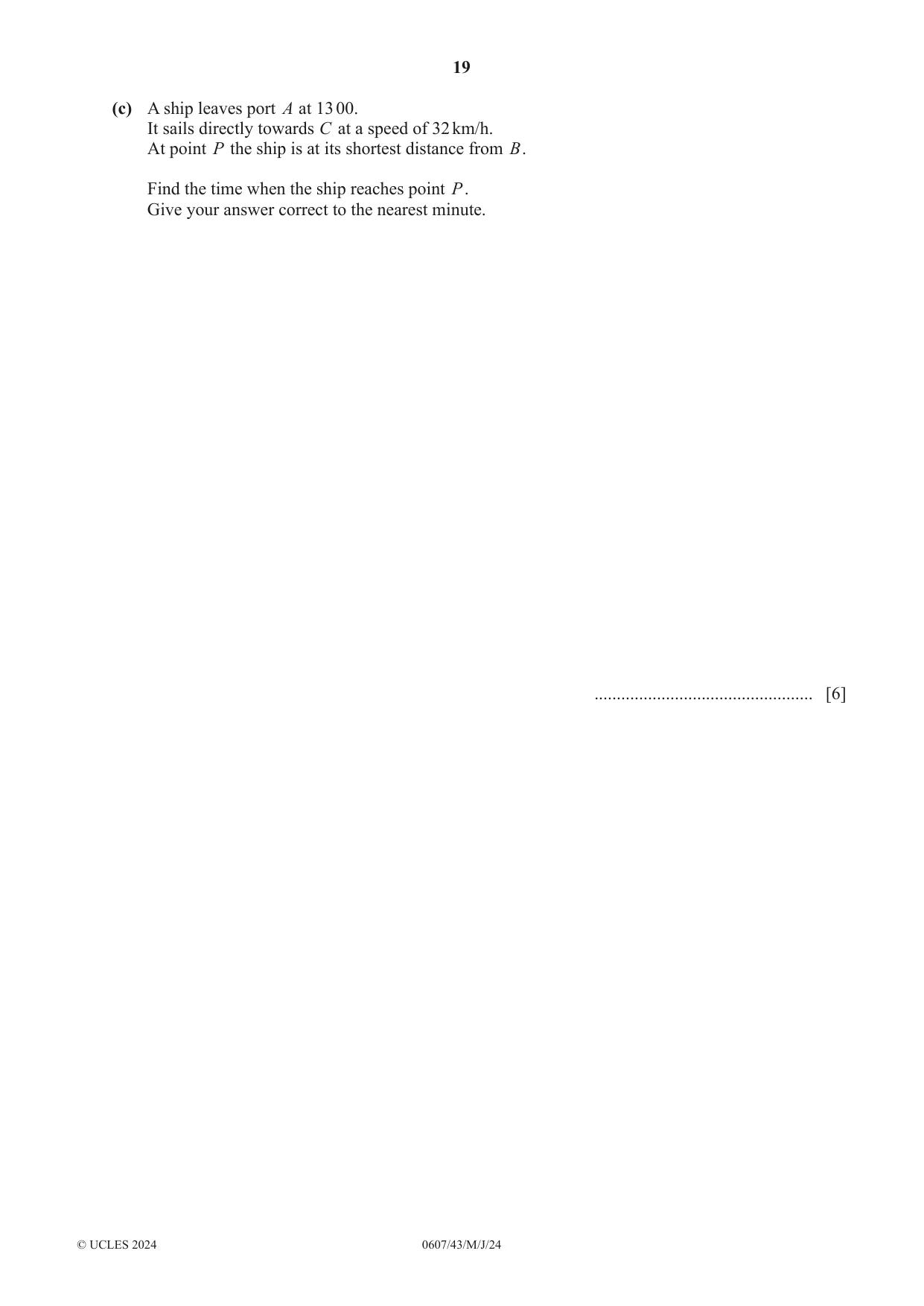 Cambridge IGCSE Mathematics - International 0607 2024 May/June Paper 4 · Variant 3 question paper, page 19 of 20