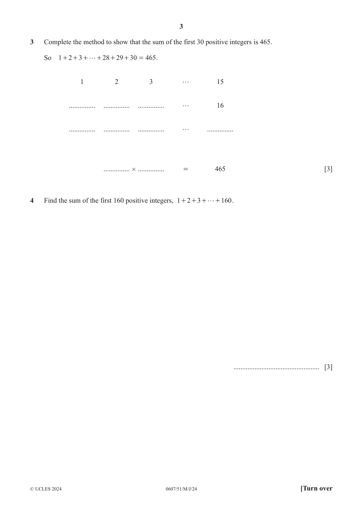 Cambridge IGCSE Mathematics - International 0607 2024 May/June Paper 5 · Variant 1 question paper, page 3 of 8