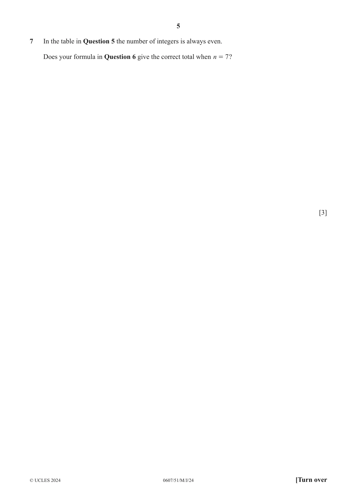 Cambridge IGCSE Mathematics - International 0607 2024 May/June Paper 5 · Variant 1 question paper, page 5 of 8
