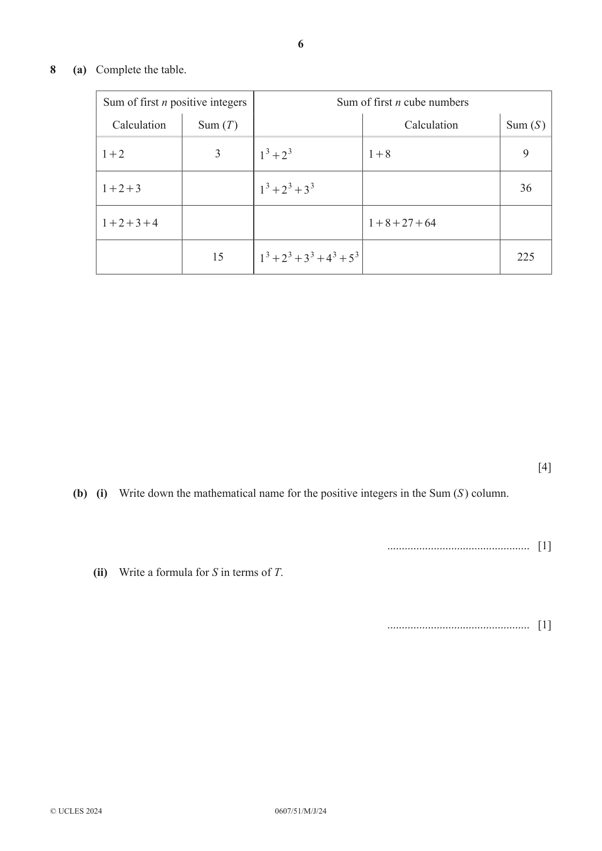 Cambridge IGCSE Mathematics - International 0607 2024 May/June Paper 5 · Variant 1 question paper, page 6 of 8