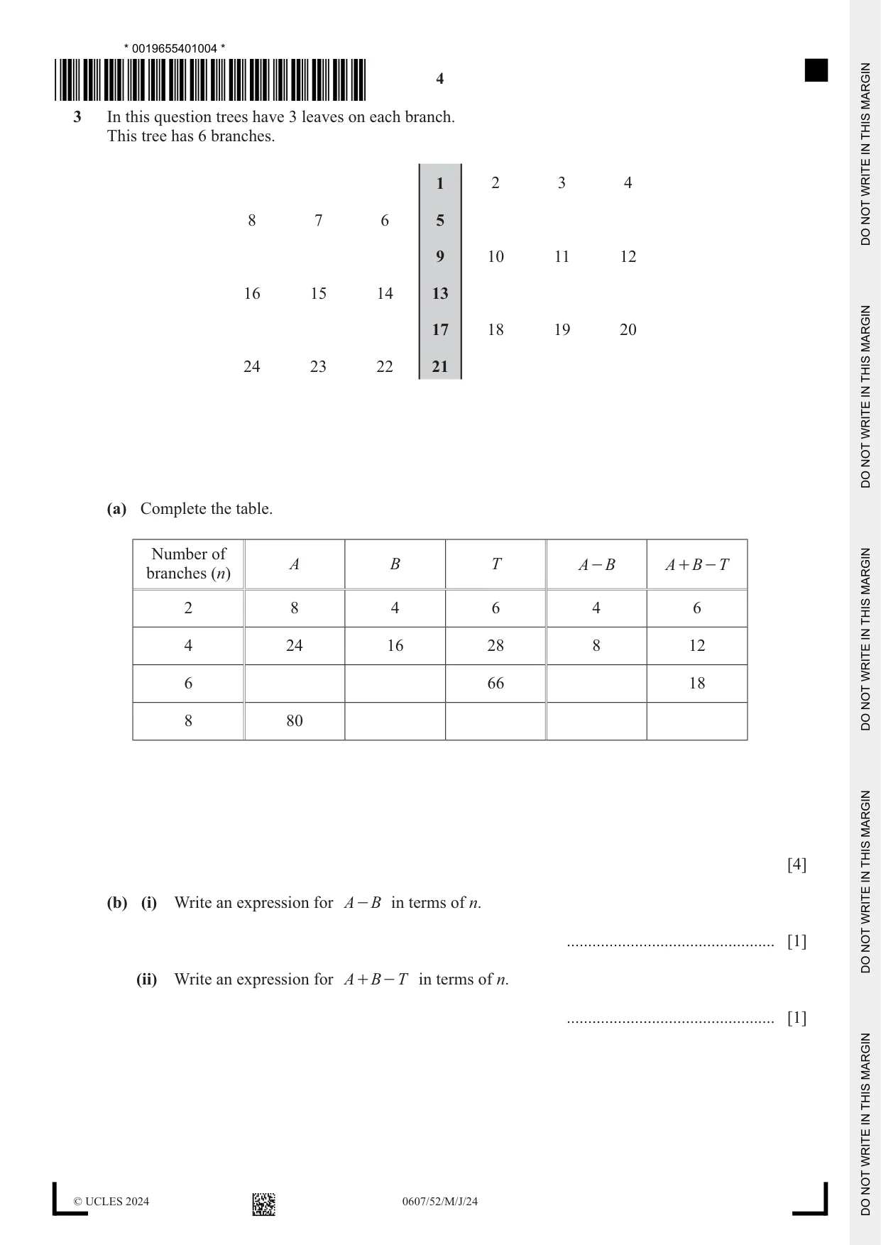Cambridge IGCSE Mathematics - International 0607 2024 May/June Paper 5 · Variant 2 question paper, page 4 of 8