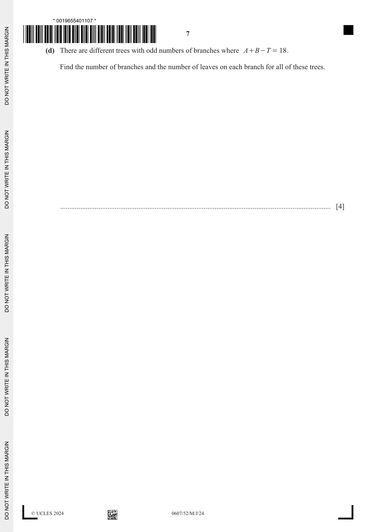 Cambridge IGCSE Mathematics - International 0607 2024 May/June Paper 5 · Variant 2 question paper, page 7 of 8