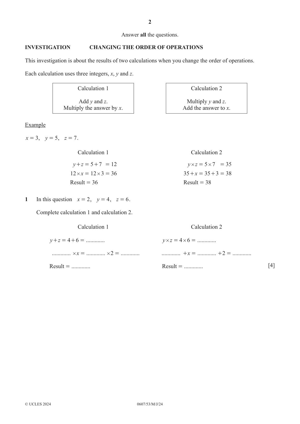 Cambridge IGCSE Mathematics - International 0607 2024 May/June Paper 5 · Variant 3 question paper, page 2 of 8