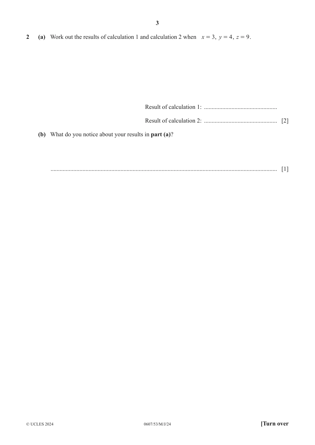 Cambridge IGCSE Mathematics - International 0607 2024 May/June Paper 5 · Variant 3 question paper, page 3 of 8