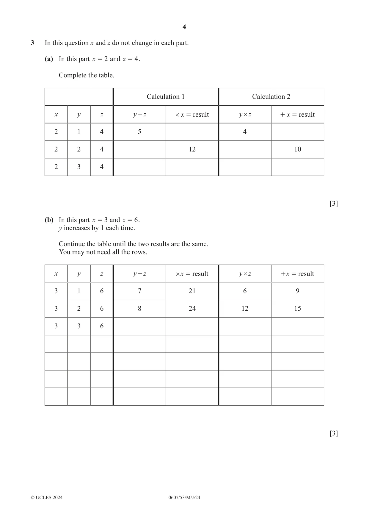 Cambridge IGCSE Mathematics - International 0607 2024 May/June Paper 5 · Variant 3 question paper, page 4 of 8