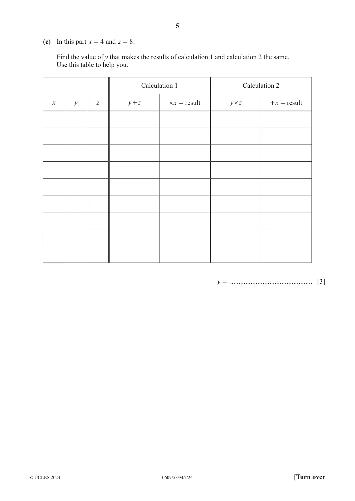 Cambridge IGCSE Mathematics - International 0607 2024 May/June Paper 5 · Variant 3 question paper, page 5 of 8