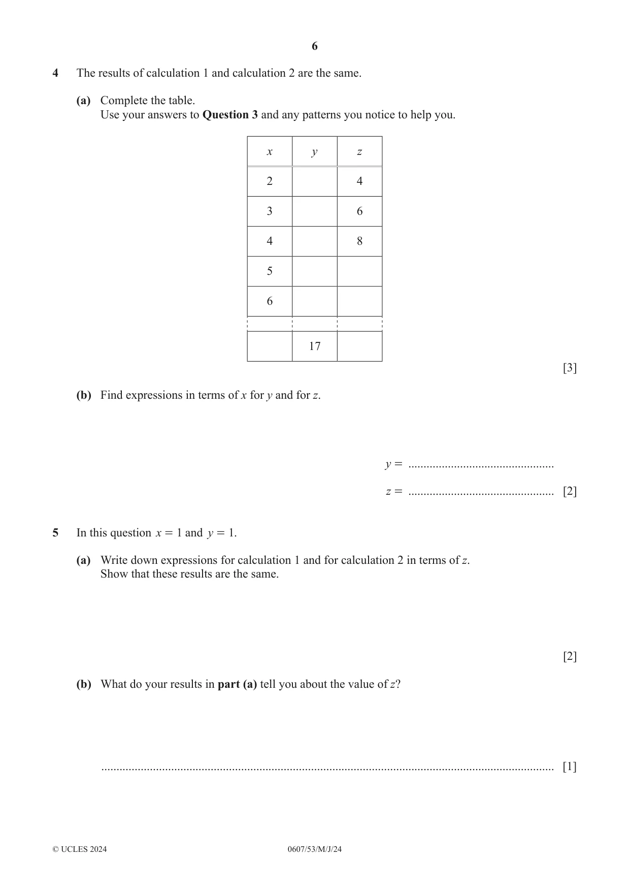 Cambridge IGCSE Mathematics - International 0607 2024 May/June Paper 5 · Variant 3 question paper, page 6 of 8