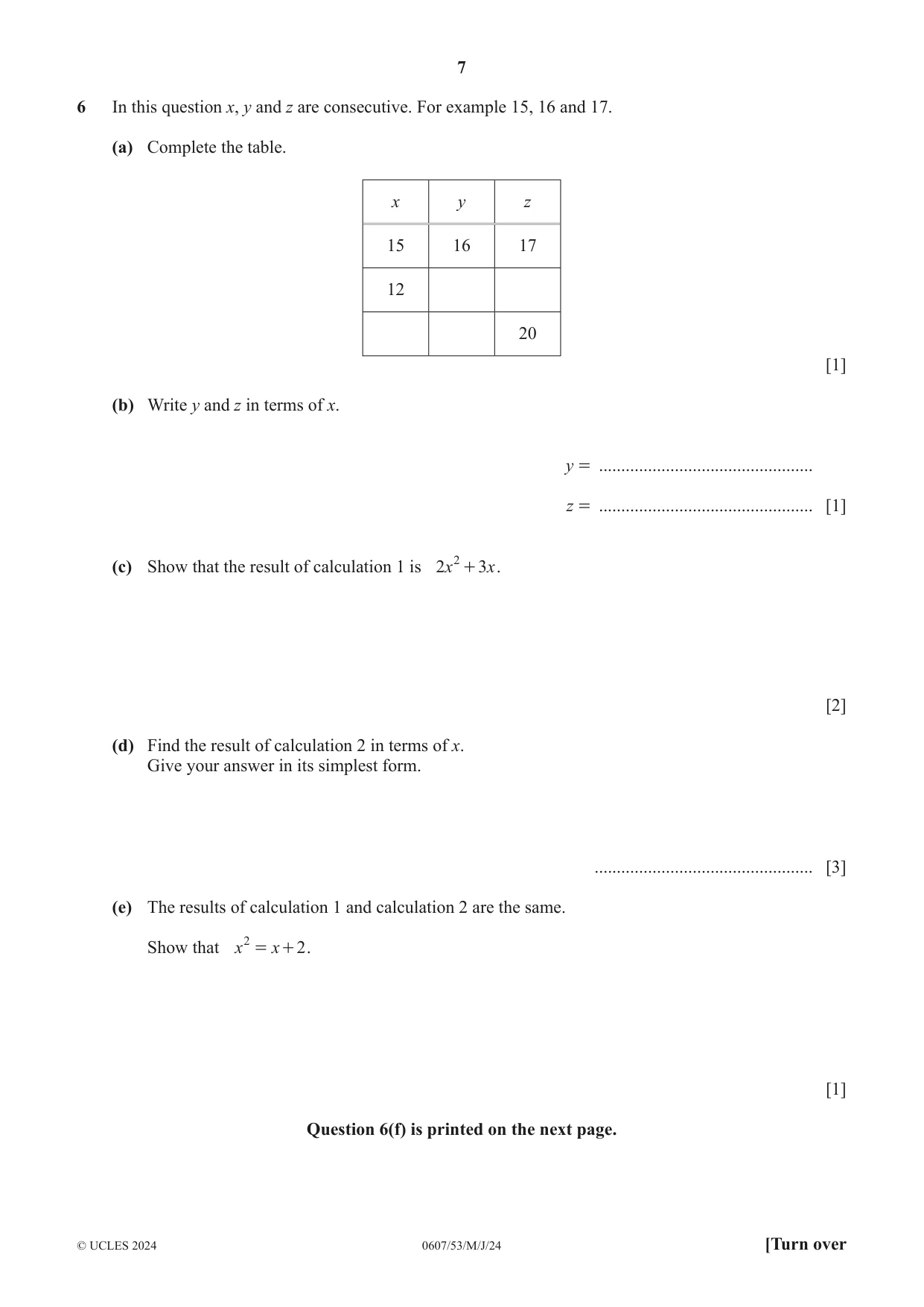 Cambridge IGCSE Mathematics - International 0607 2024 May/June Paper 5 · Variant 3 question paper, page 7 of 8