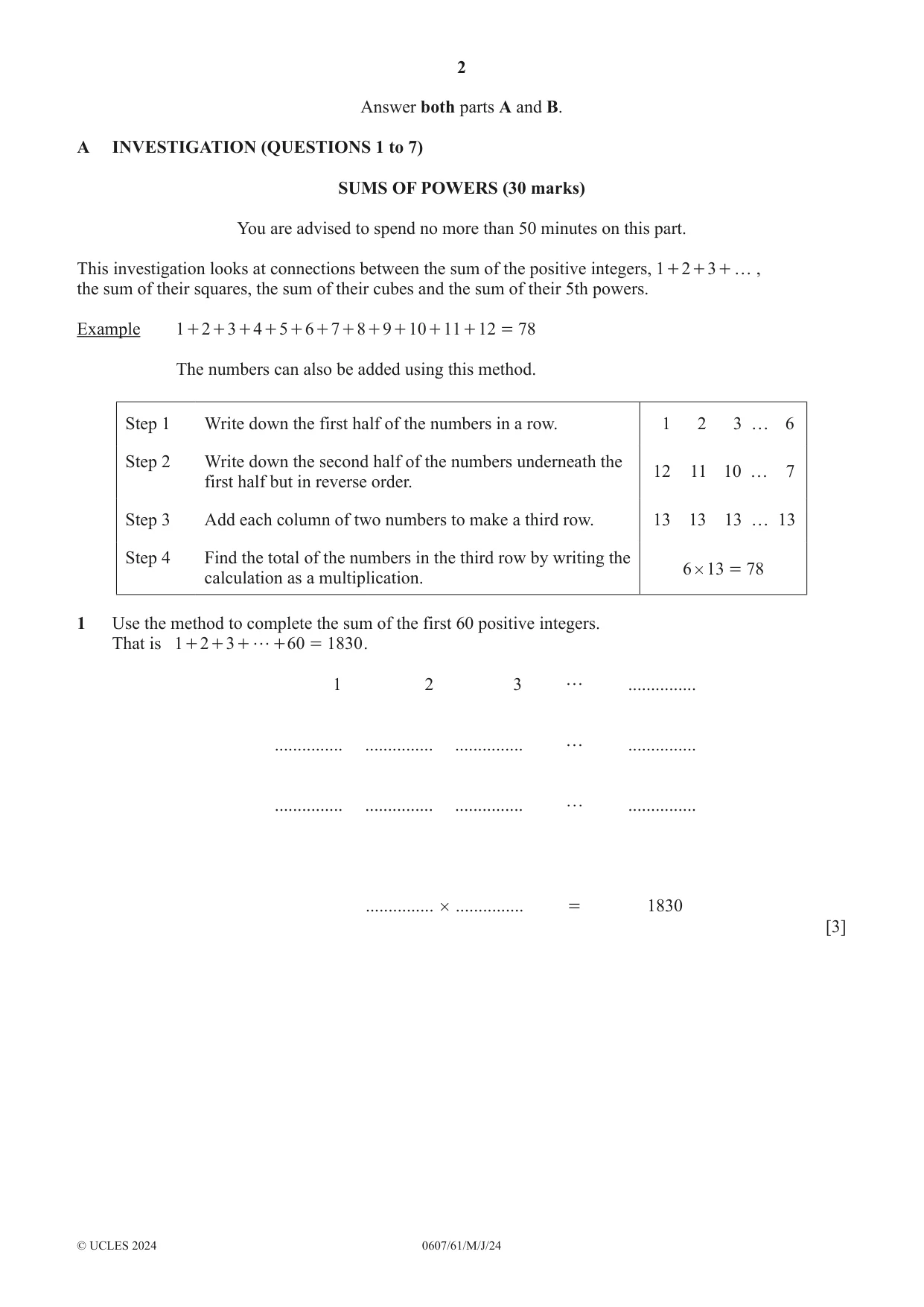Cambridge IGCSE Mathematics - International 0607 2024 May/June Paper 6 · Variant 1 question paper, page 2 of 16