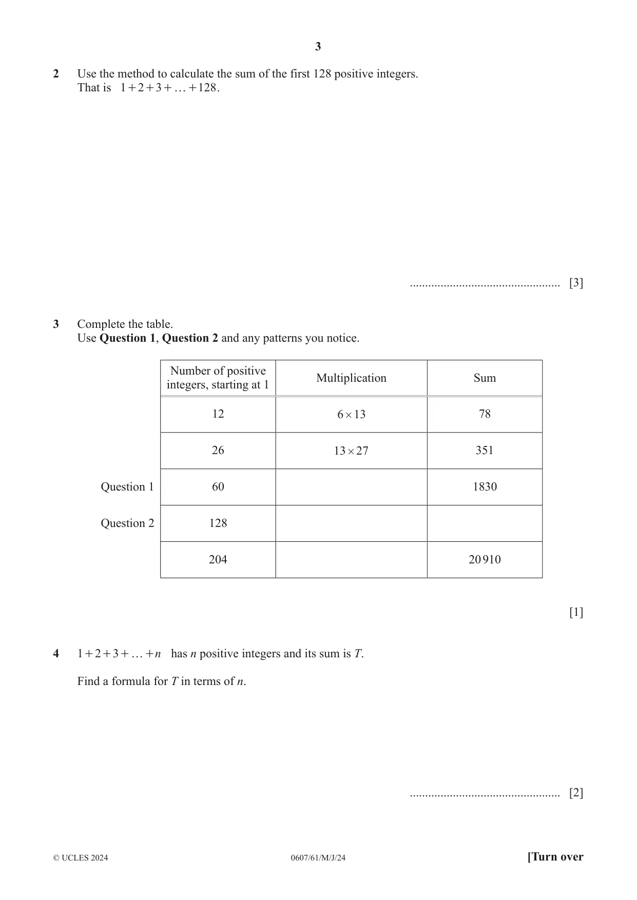 Cambridge IGCSE Mathematics - International 0607 2024 May/June Paper 6 · Variant 1 question paper, page 3 of 16