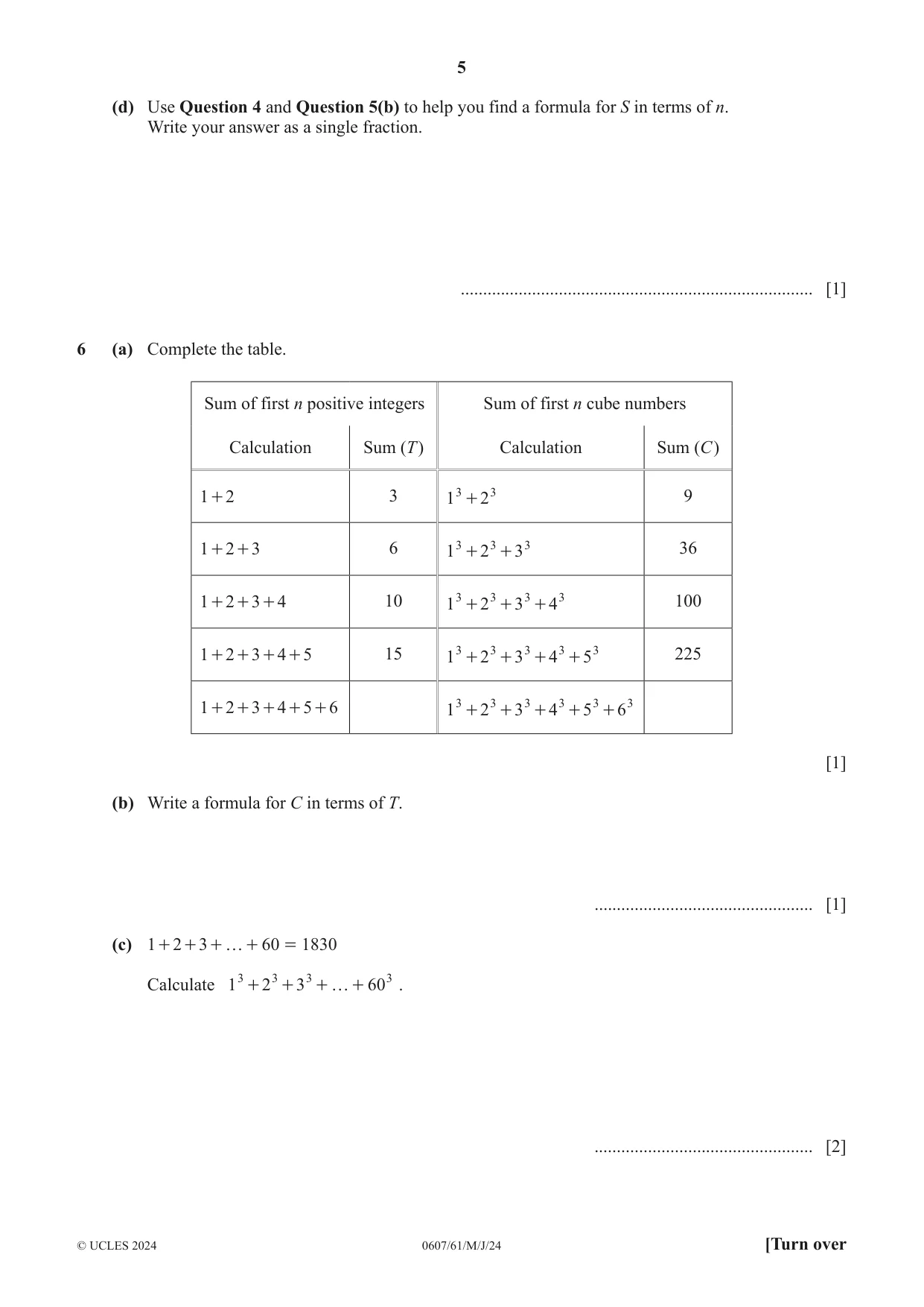 Cambridge IGCSE Mathematics - International 0607 2024 May/June Paper 6 · Variant 1 question paper, page 5 of 16