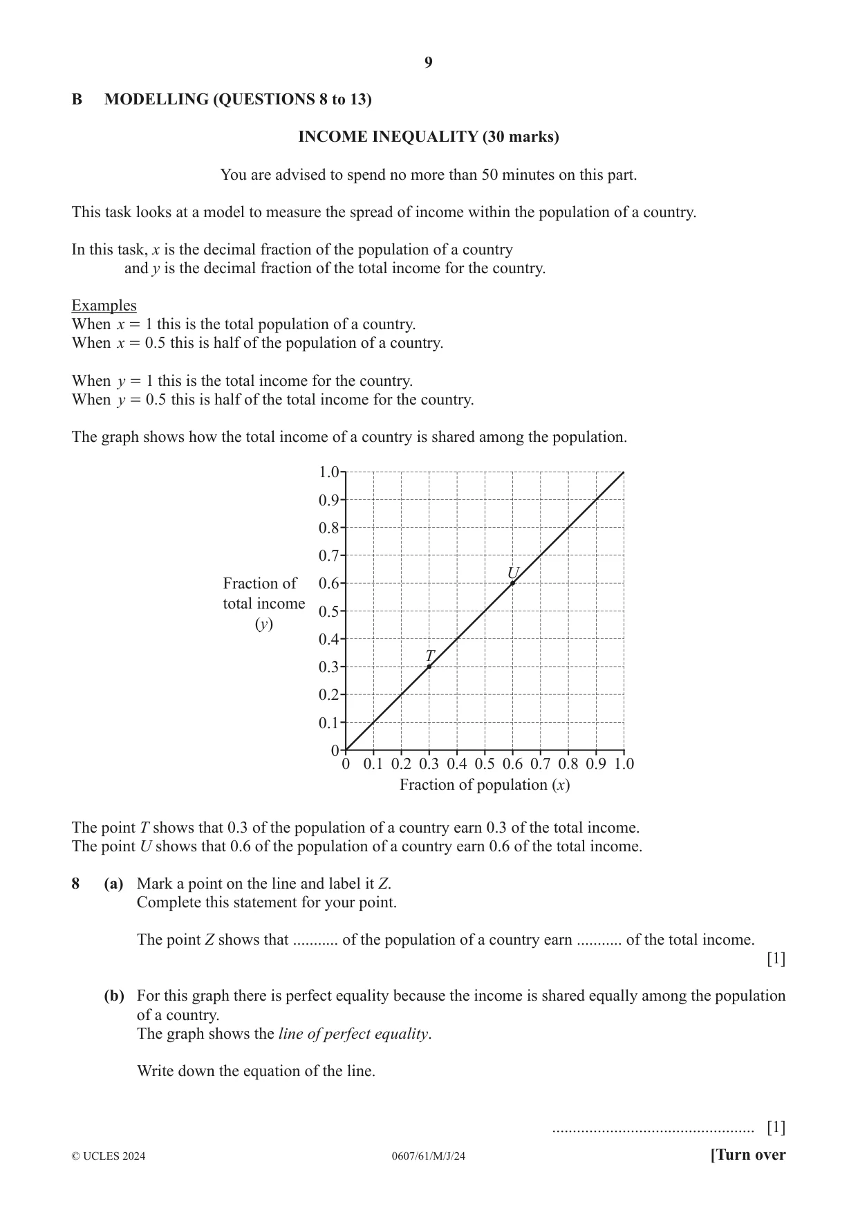 Cambridge IGCSE Mathematics - International 0607 2024 May/June Paper 6 · Variant 1 question paper, page 9 of 16