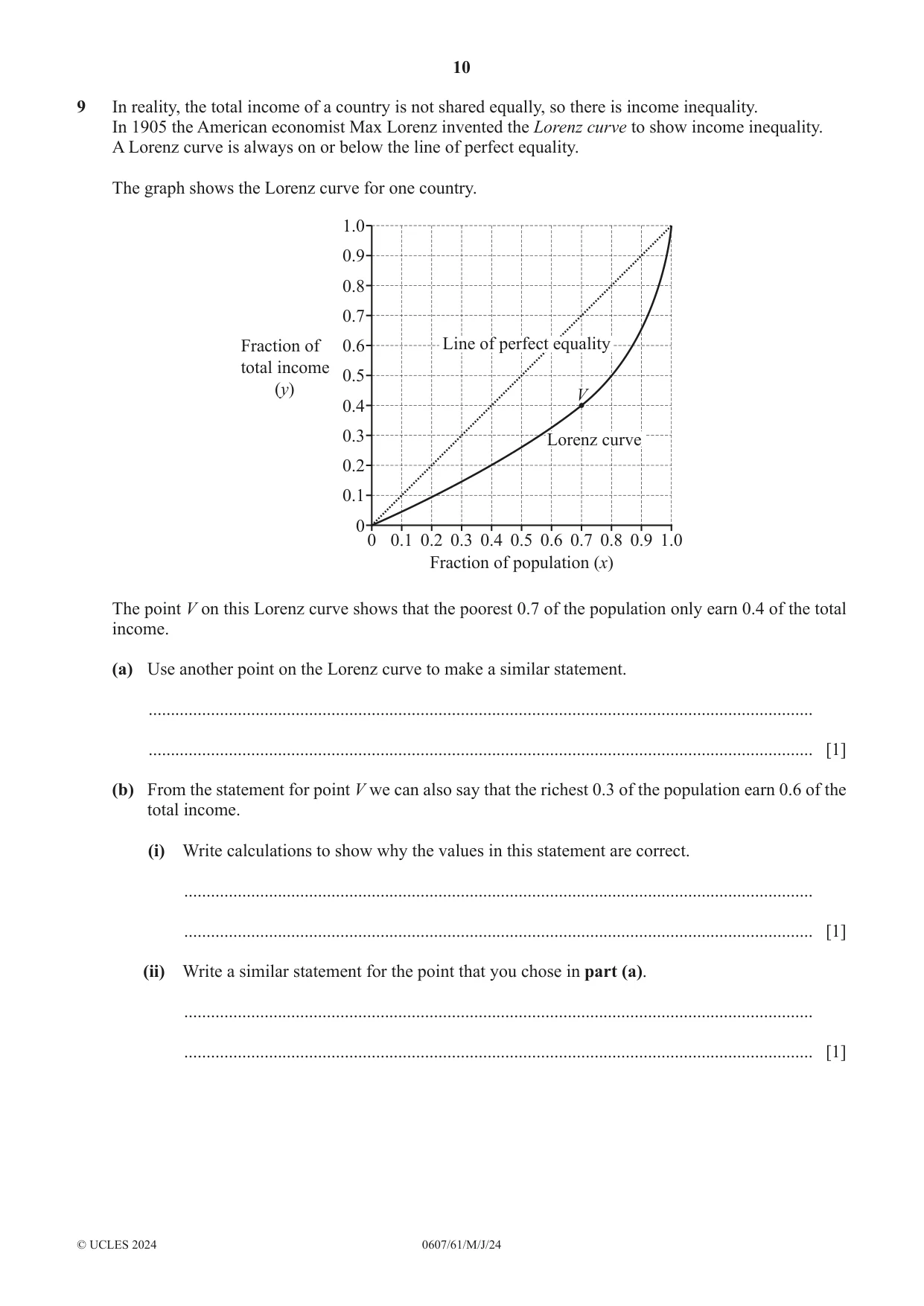 Cambridge IGCSE Mathematics - International 0607 2024 May/June Paper 6 · Variant 1 question paper, page 10 of 16