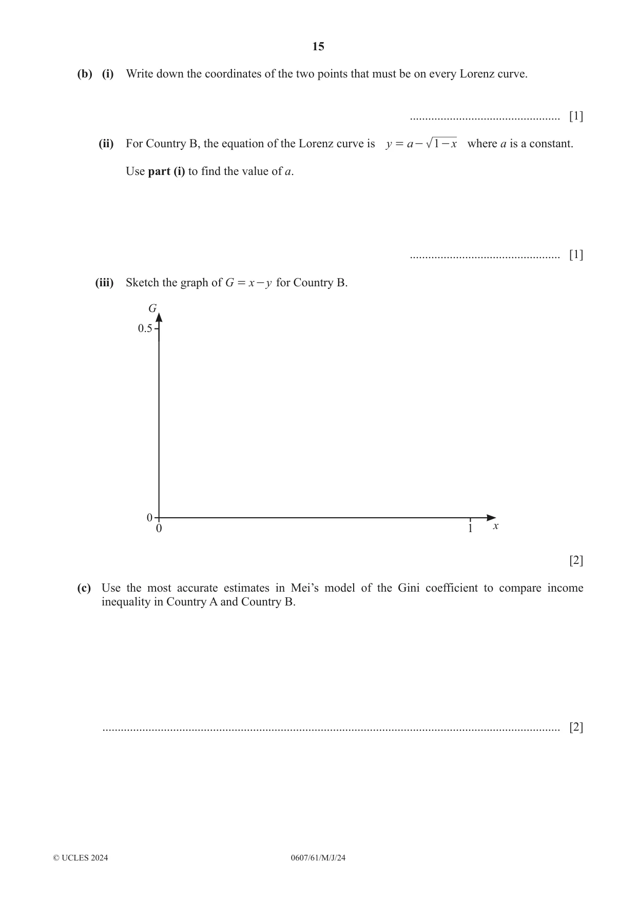 Cambridge IGCSE Mathematics - International 0607 2024 May/June Paper 6 · Variant 1 question paper, page 15 of 16