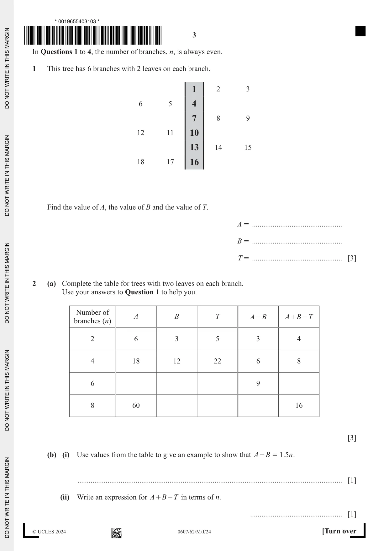 Cambridge IGCSE Mathematics - International 0607 2024 May/June Paper 6 · Variant 2 question paper, page 3 of 16