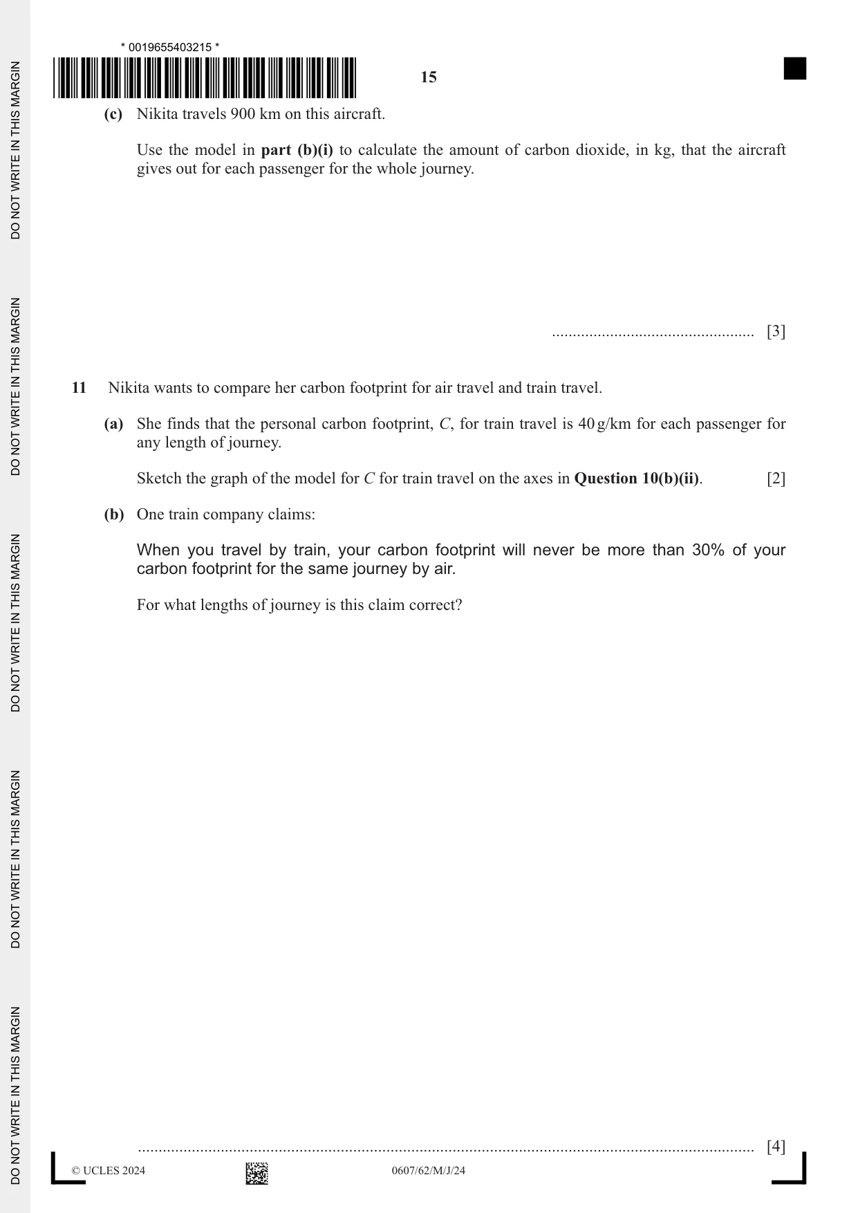 Cambridge IGCSE Mathematics - International 0607 2024 May/June Paper 6 · Variant 2 question paper, page 15 of 16