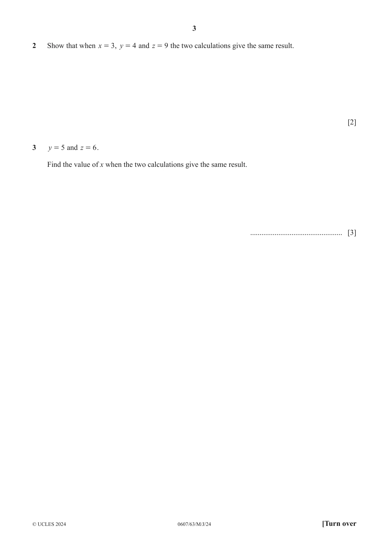 Cambridge IGCSE Mathematics - International 0607 2024 May/June Paper 6 · Variant 3 question paper, page 3 of 12