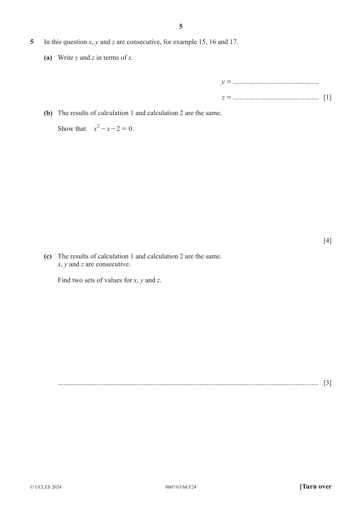 Cambridge IGCSE Mathematics - International 0607 2024 May/June Paper 6 · Variant 3 question paper, page 5 of 12