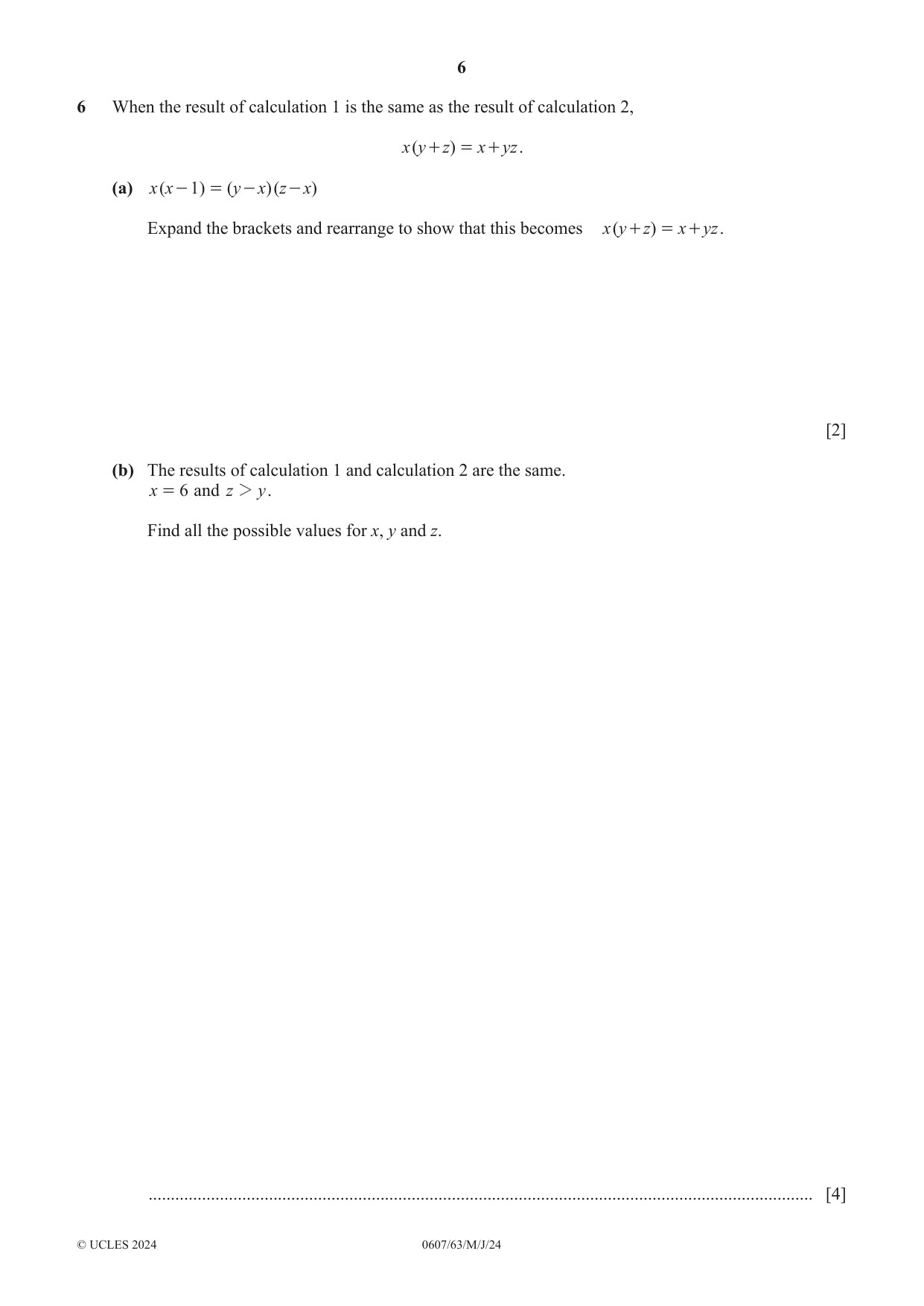 Cambridge IGCSE Mathematics - International 0607 2024 May/June Paper 6 · Variant 3 question paper, page 6 of 12