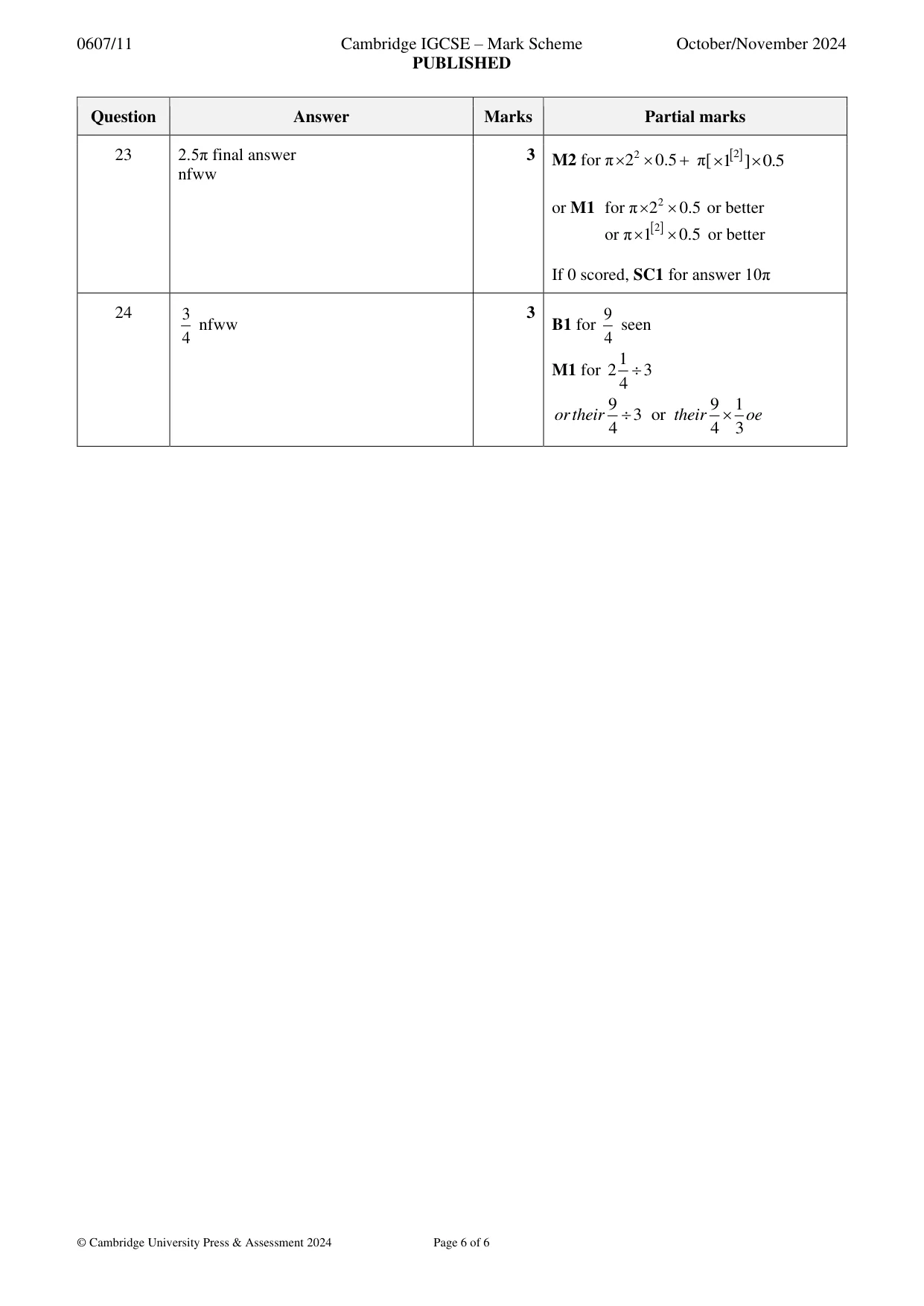 Mark scheme, page 6 of 6
