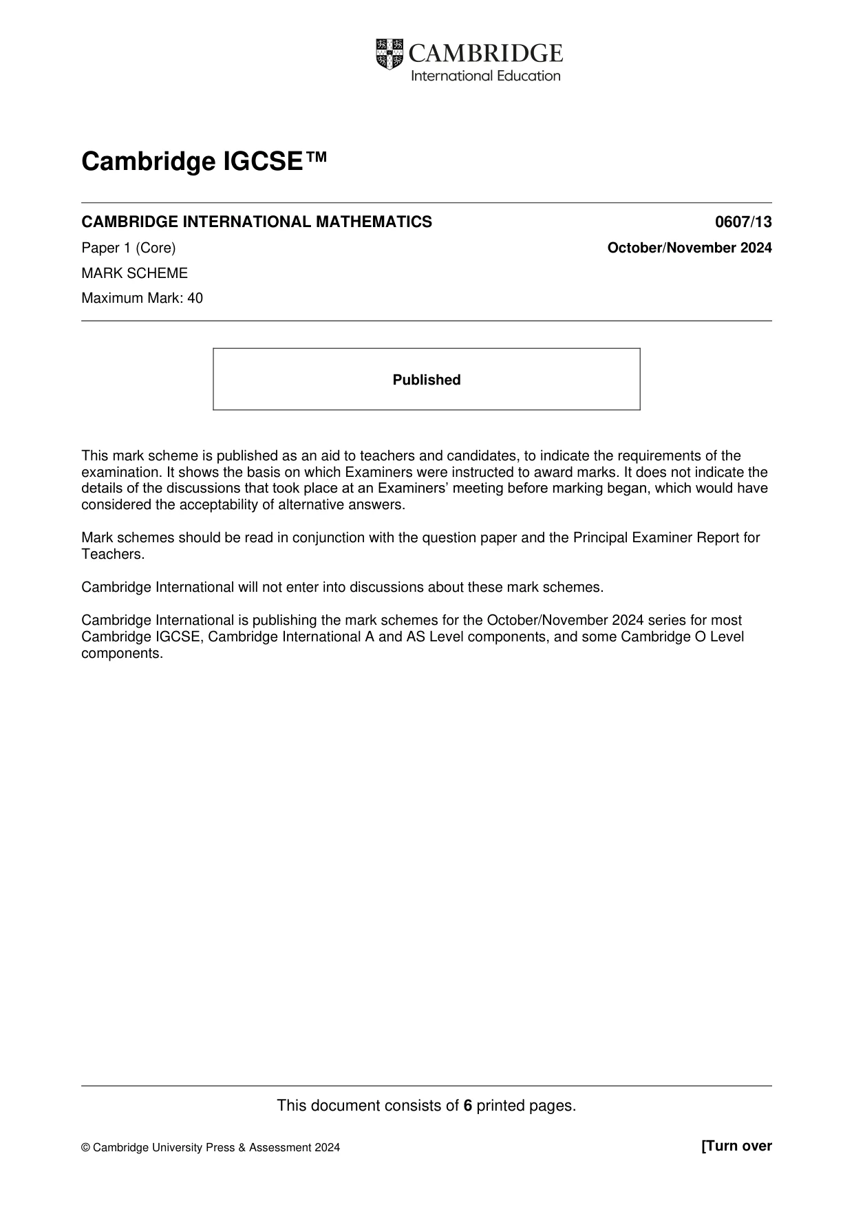 Mark scheme, page 1 of 6