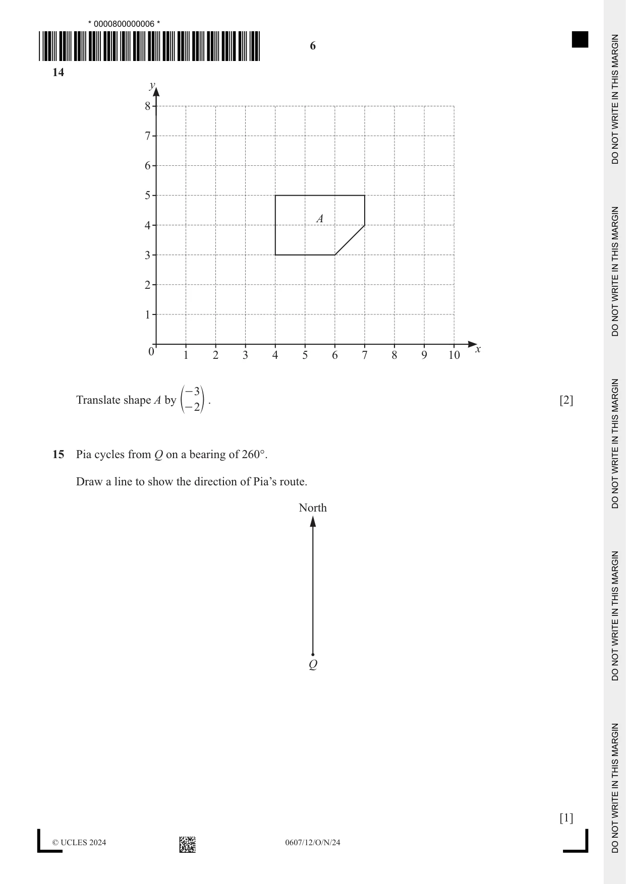 Cambridge IGCSE Mathematics - International 0607 2024 Oct/Nov Paper 1 · Variant 2 question paper, page 6 of 8