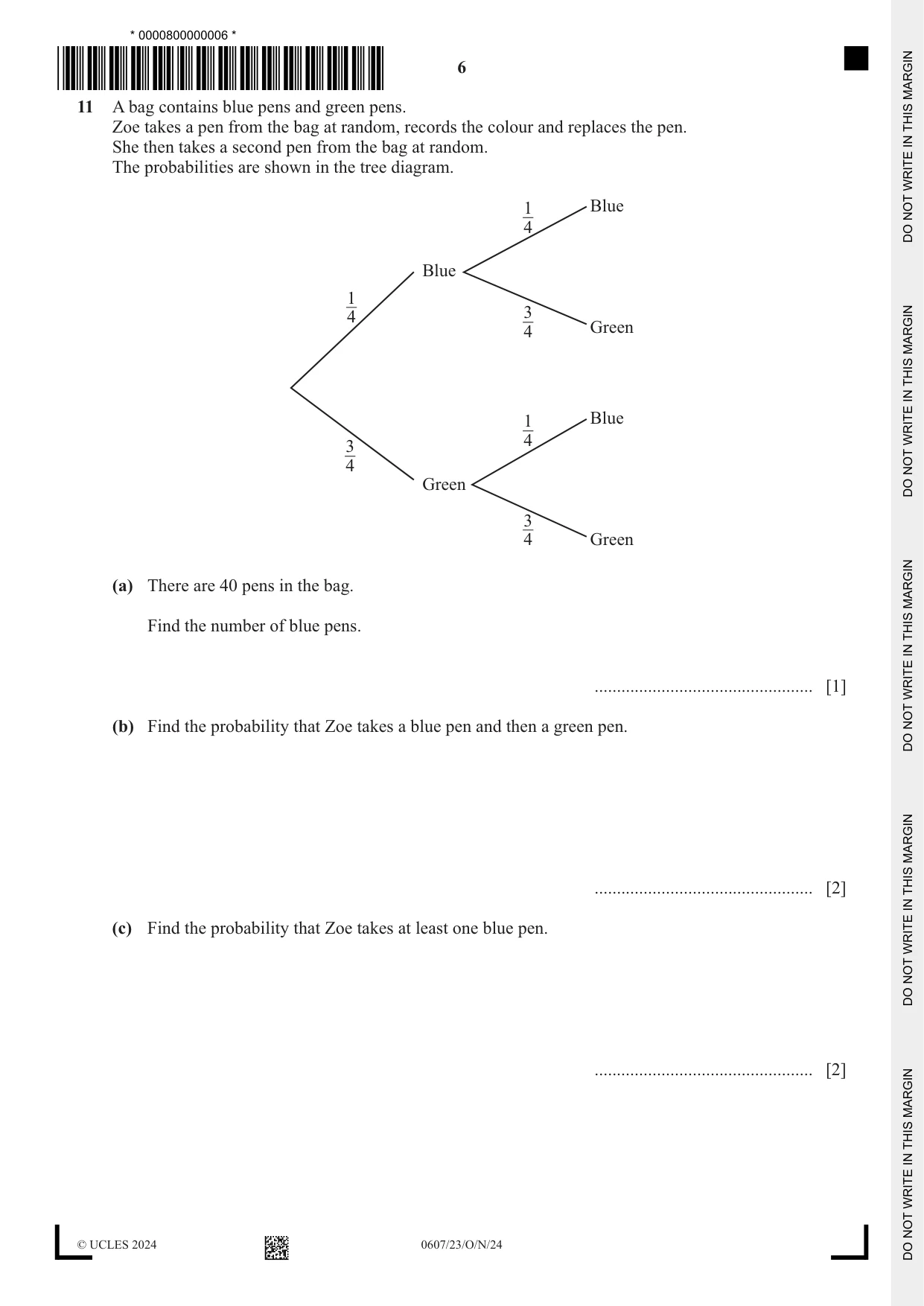 Cambridge IGCSE Mathematics - International 0607 2024 Oct/Nov Paper 2 · Variant 3 question paper, page 6 of 8