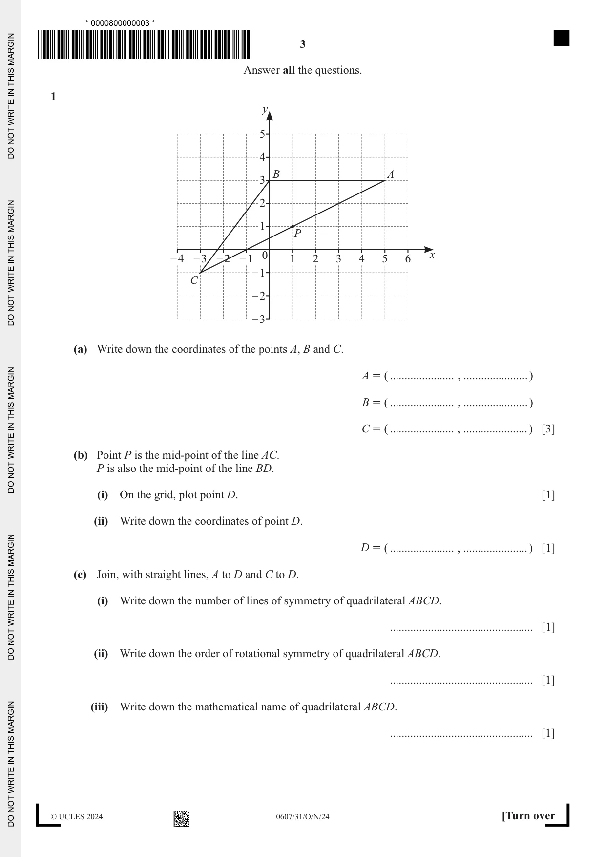 Cambridge IGCSE Mathematics - International 0607 2024 Oct/Nov Paper 3 · Variant 1 question paper, page 3 of 16