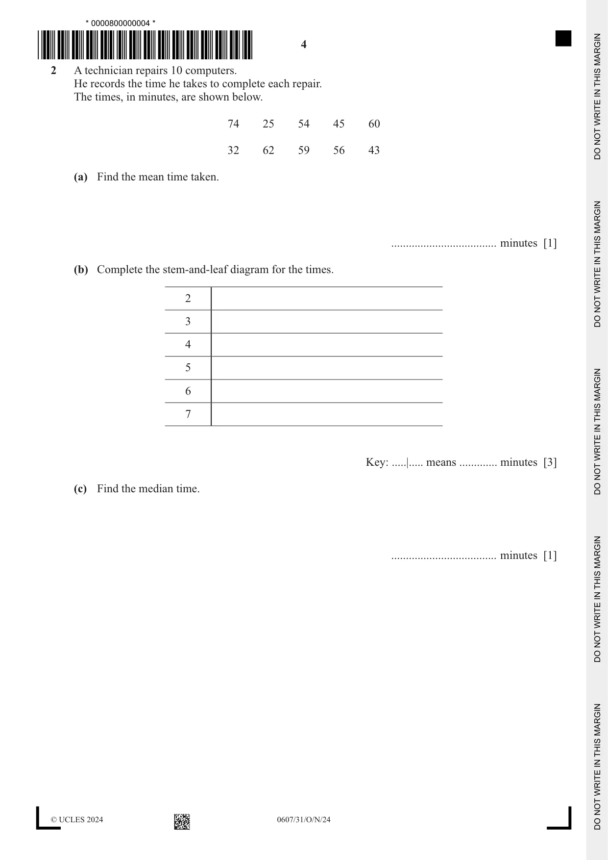 Cambridge IGCSE Mathematics - International 0607 2024 Oct/Nov Paper 3 · Variant 1 question paper, page 4 of 16