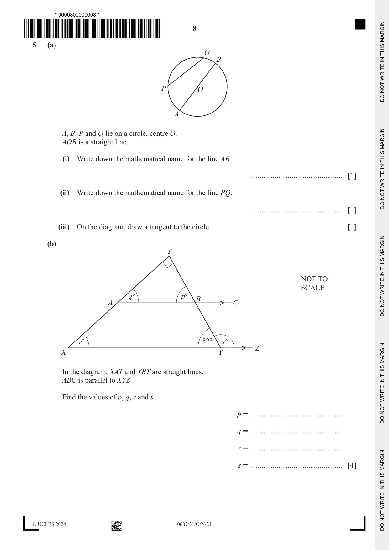 Cambridge IGCSE Mathematics - International 0607 2024 Oct/Nov Paper 3 · Variant 1 question paper, page 8 of 16