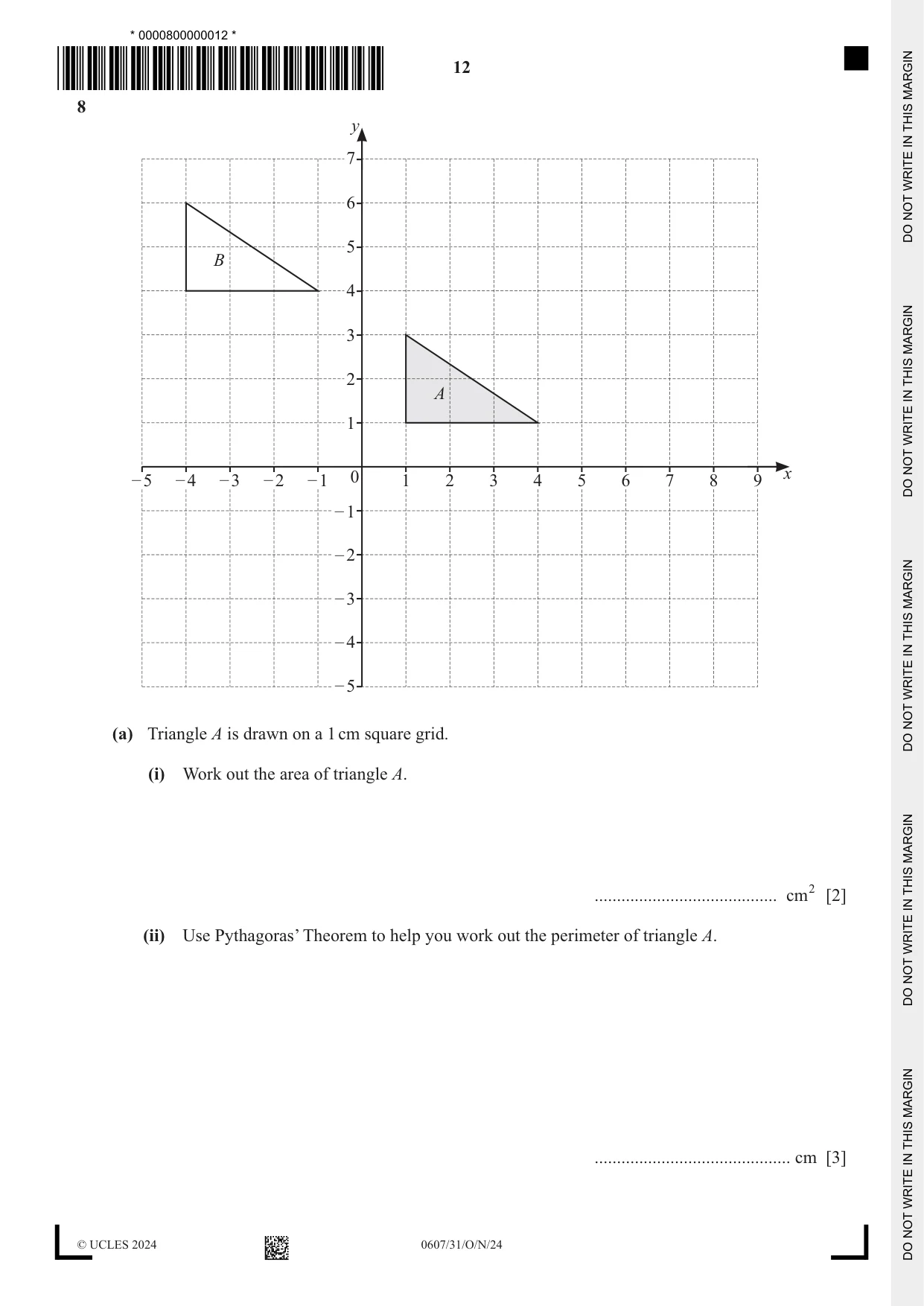 Cambridge IGCSE Mathematics - International 0607 2024 Oct/Nov Paper 3 · Variant 1 question paper, page 12 of 16